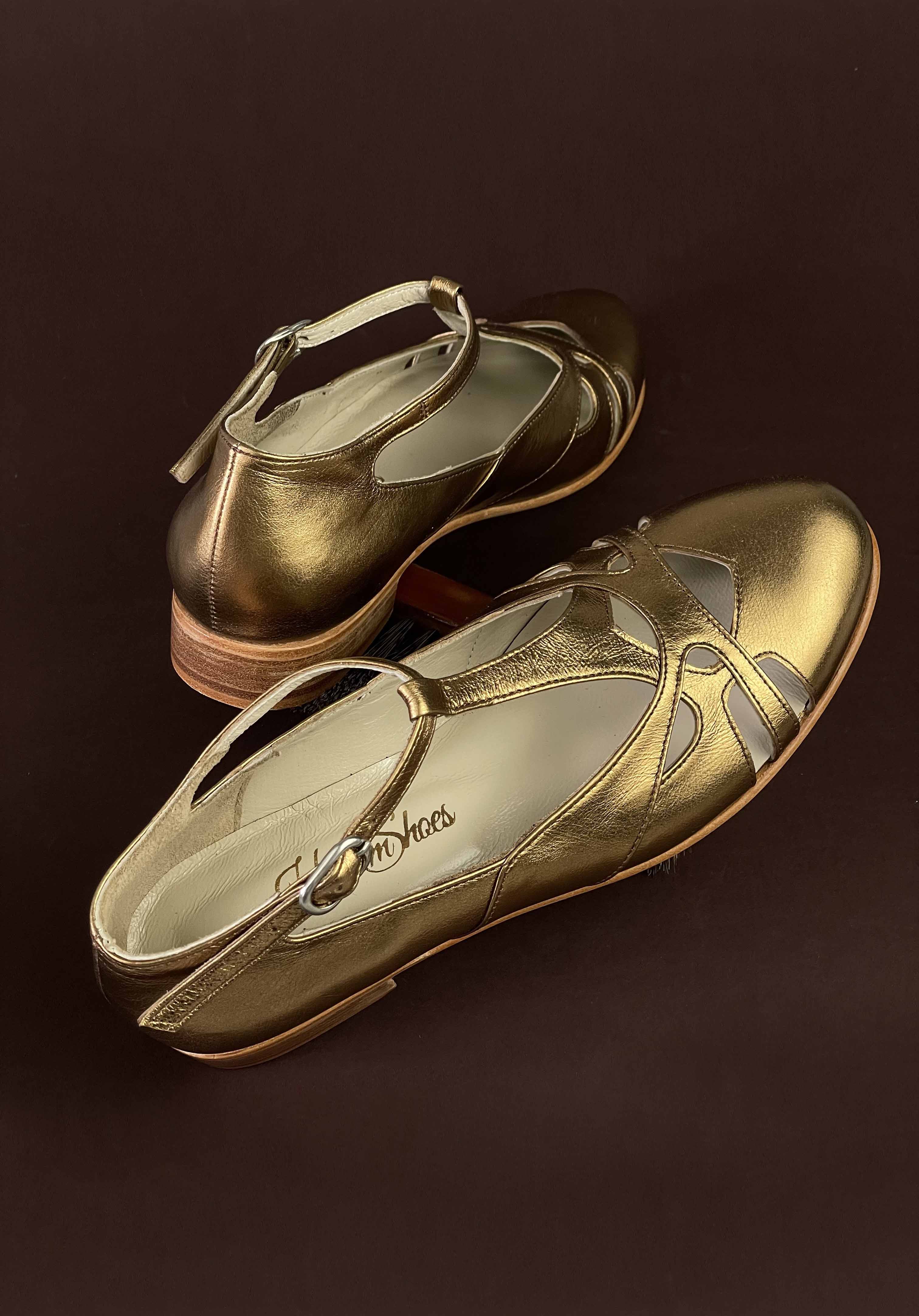 Spring Dark Gold Leather 2 cm heel