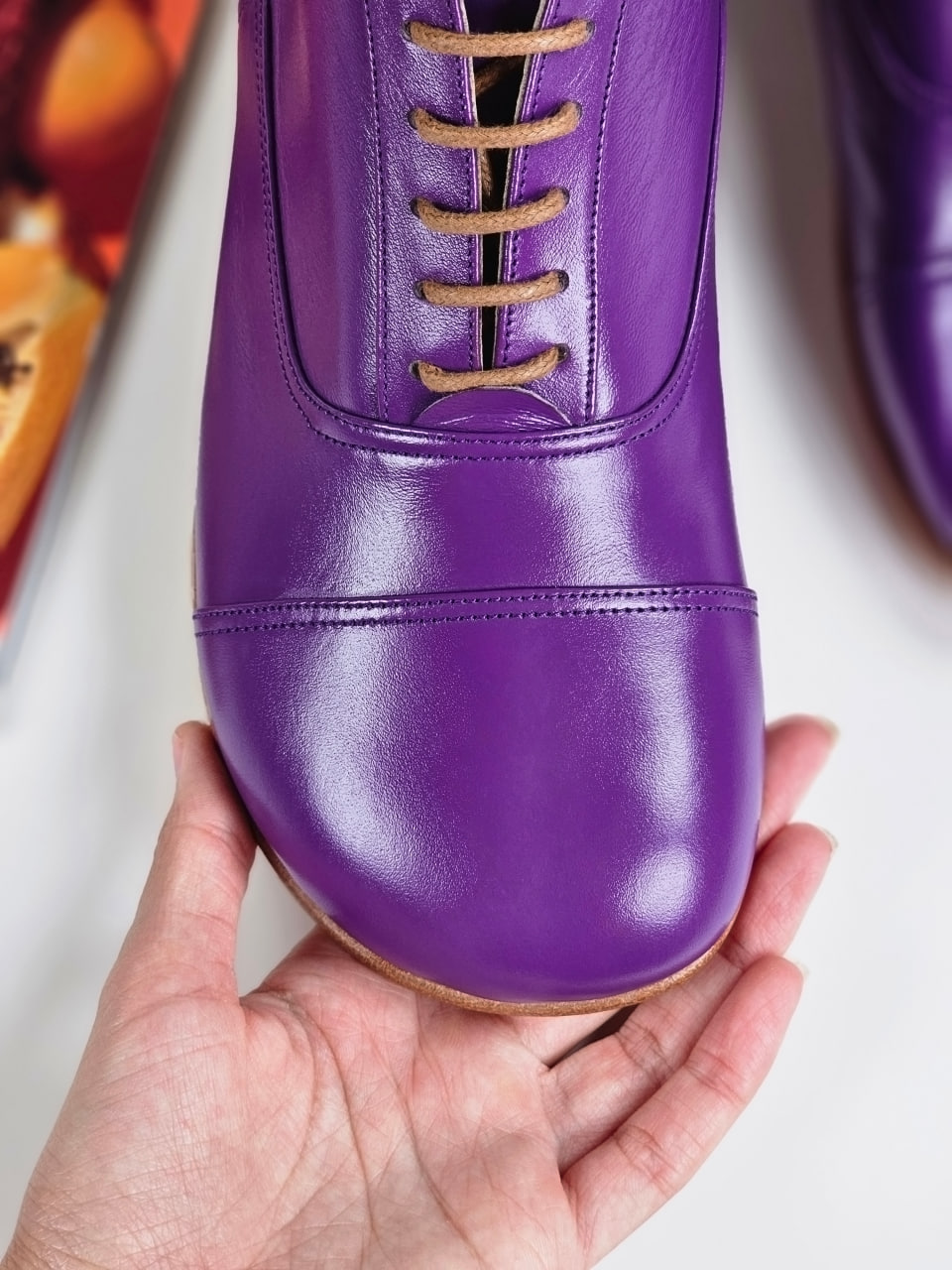 Barefoot Smooth Boots Purple Leather 2 cm heel