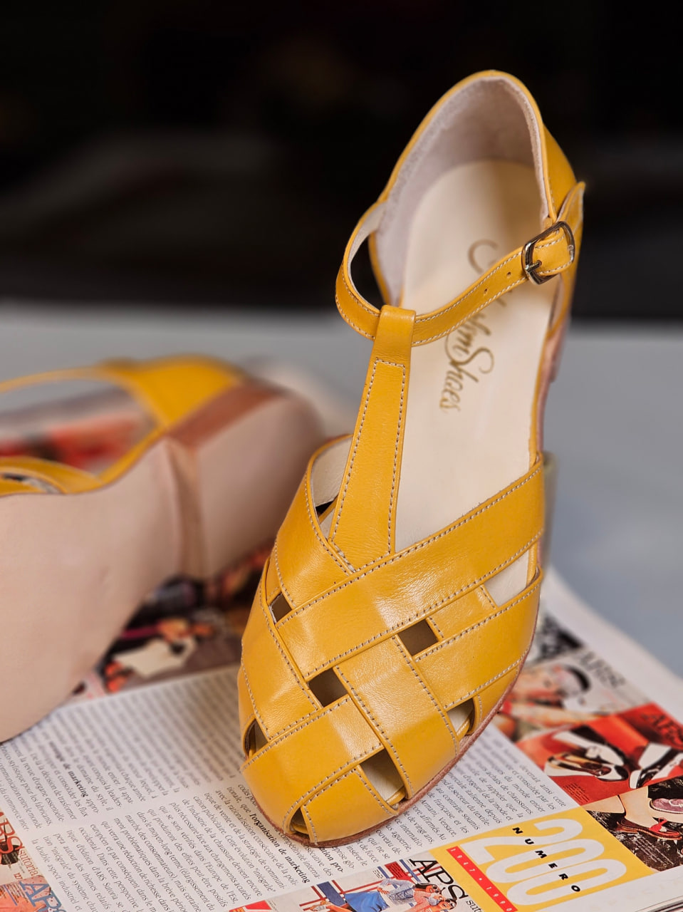 Summer Yellow Leather 1.5 cm heel
