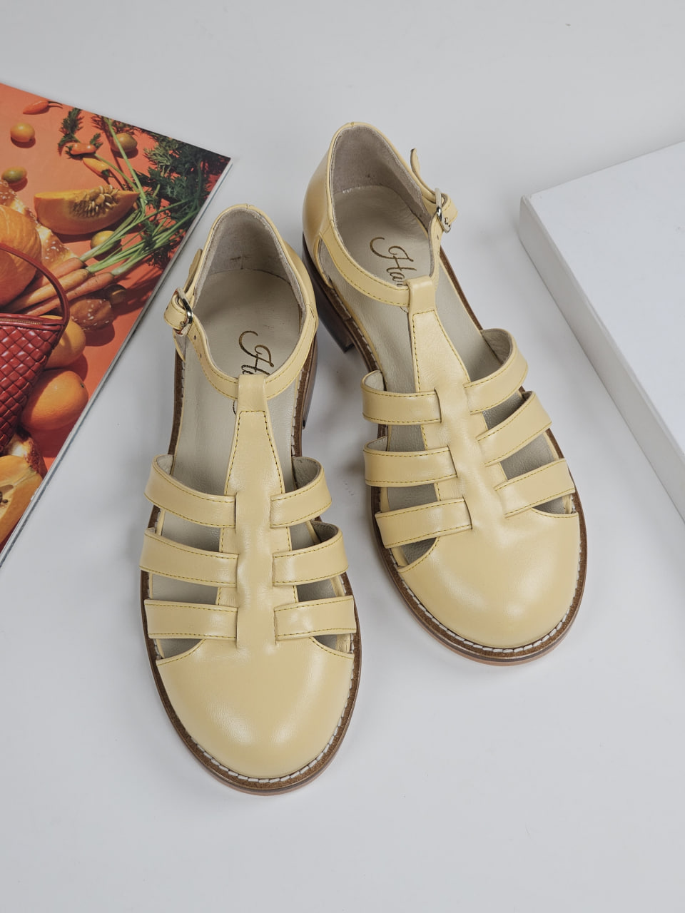 Sandals Lemon Yellow Leather 2 cm heel