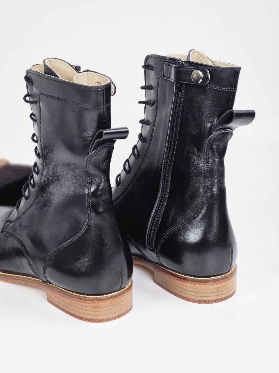 Biker Boots Black Leather 2 cm heel