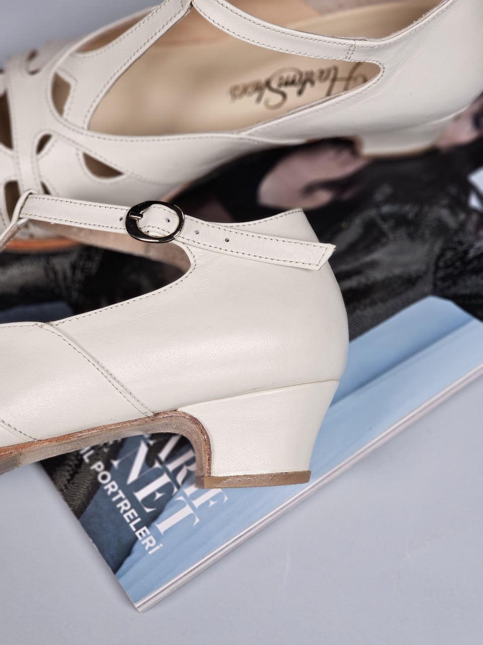 Spring Broken White Leather 4 cm heel