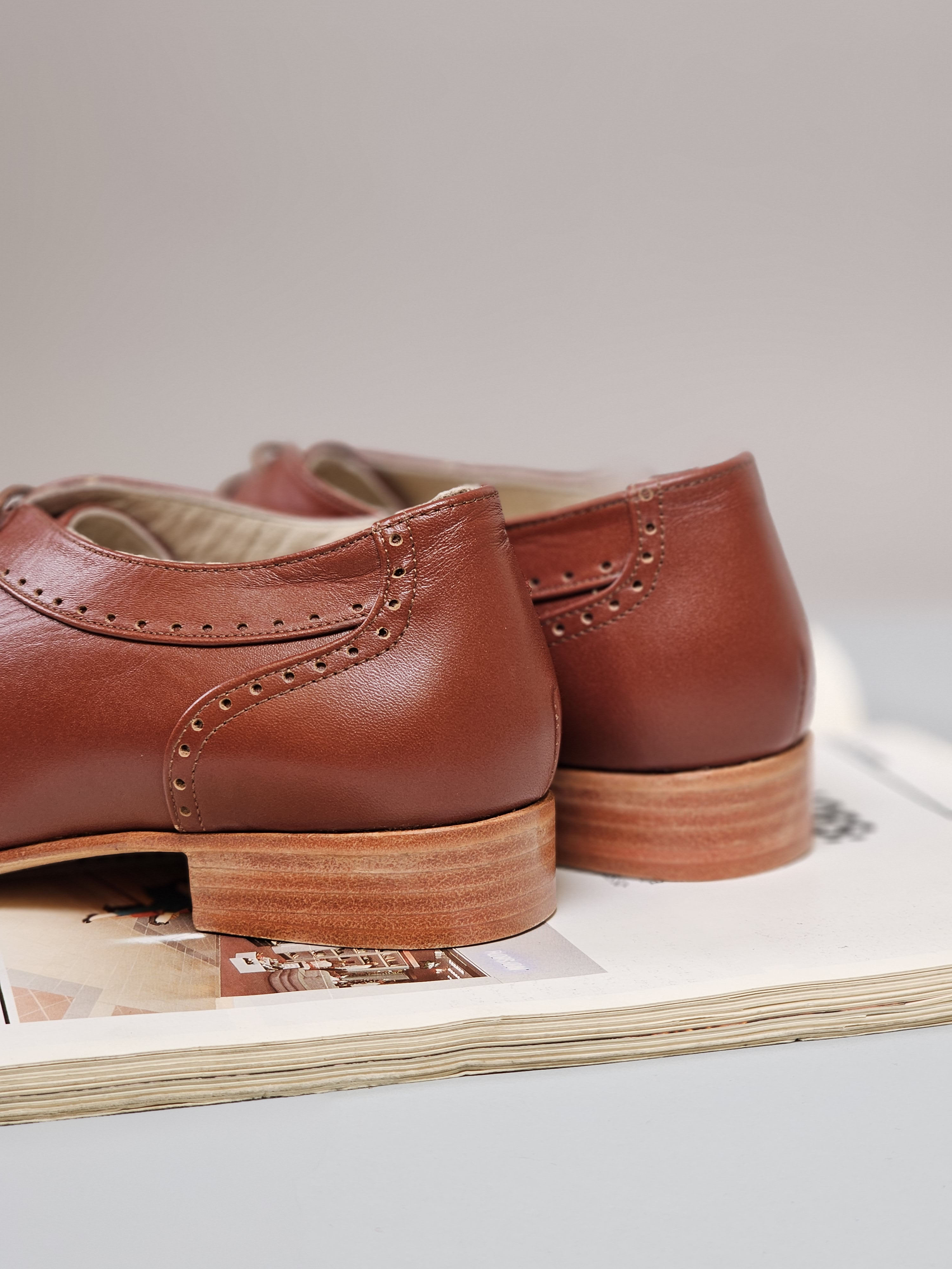 Women Oxfords Brown Leather 2 cm heel