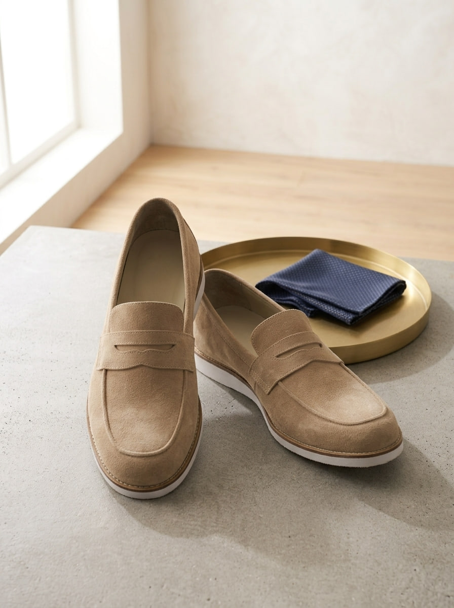 Loafers Beige Suede with Eva Sole