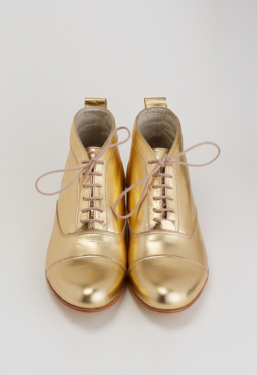 Smooth Boots Gold Leather 2 cm heel