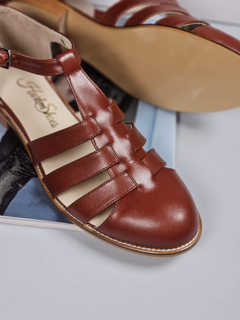 Sandals Brown Leather 2 cm heel