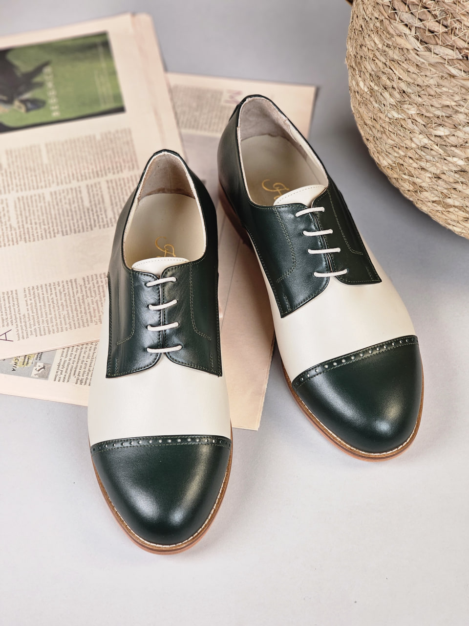 California Jungle Green & Broken White Leather 2 cm heel