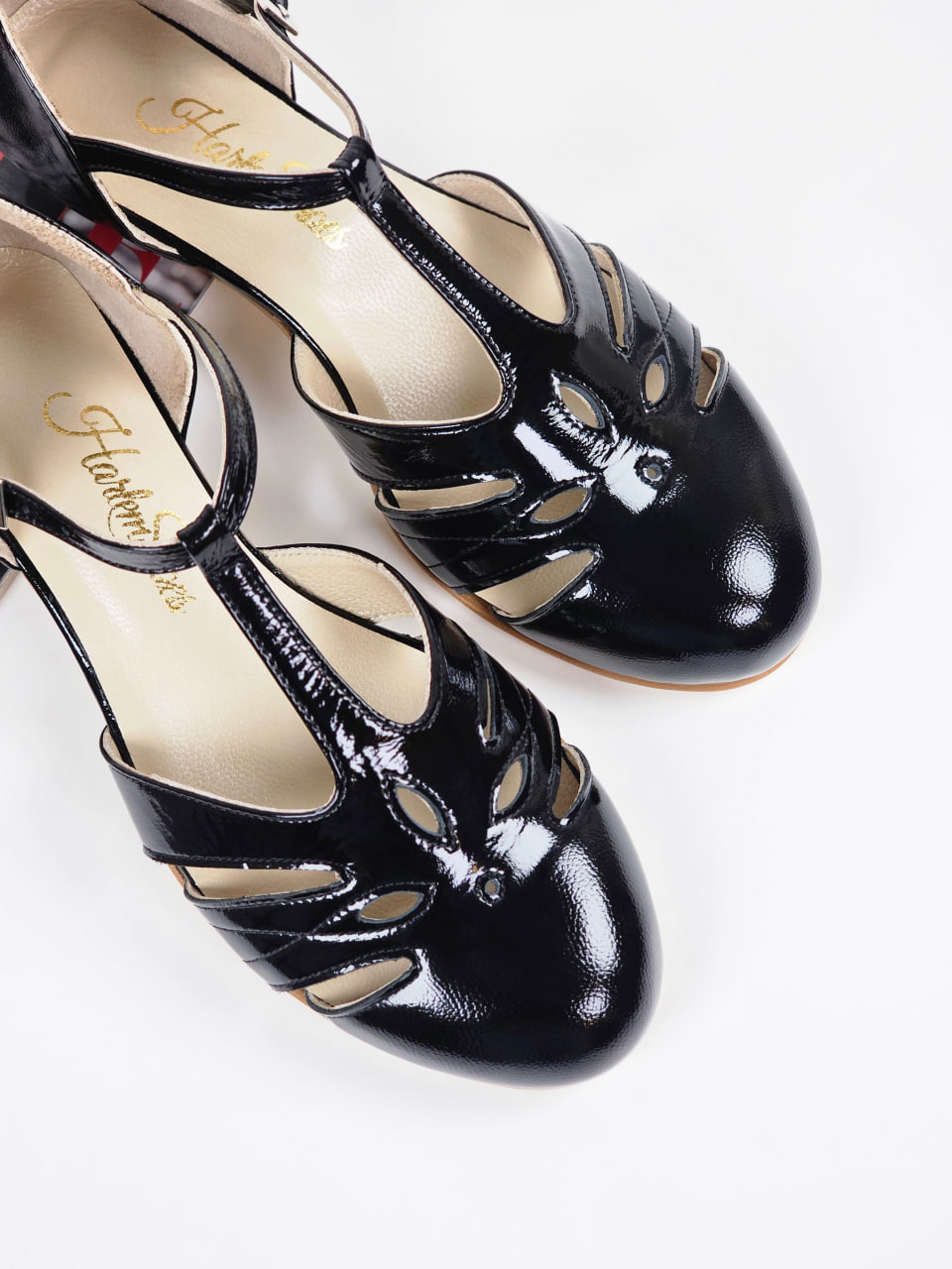 Rosy Black Polished Leather 3 cm heel