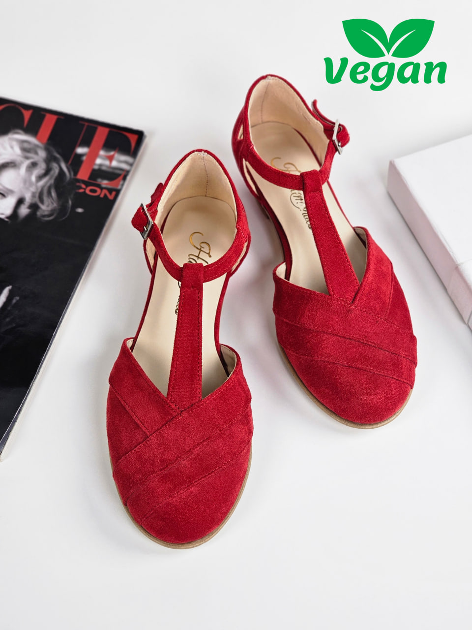 Sugar Vegan Red Textile 4 cm heel