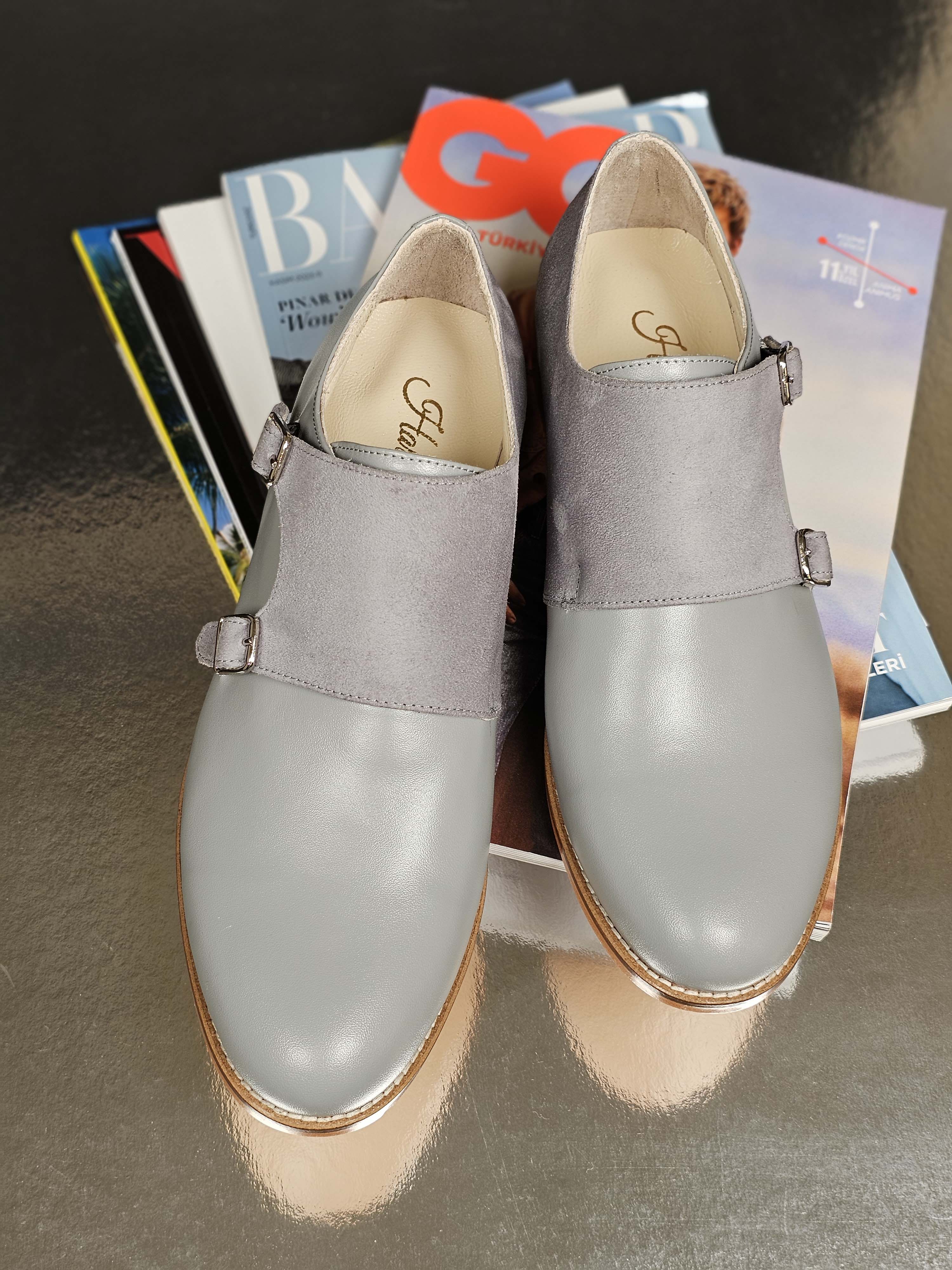 Monk Grey Leather & Suede