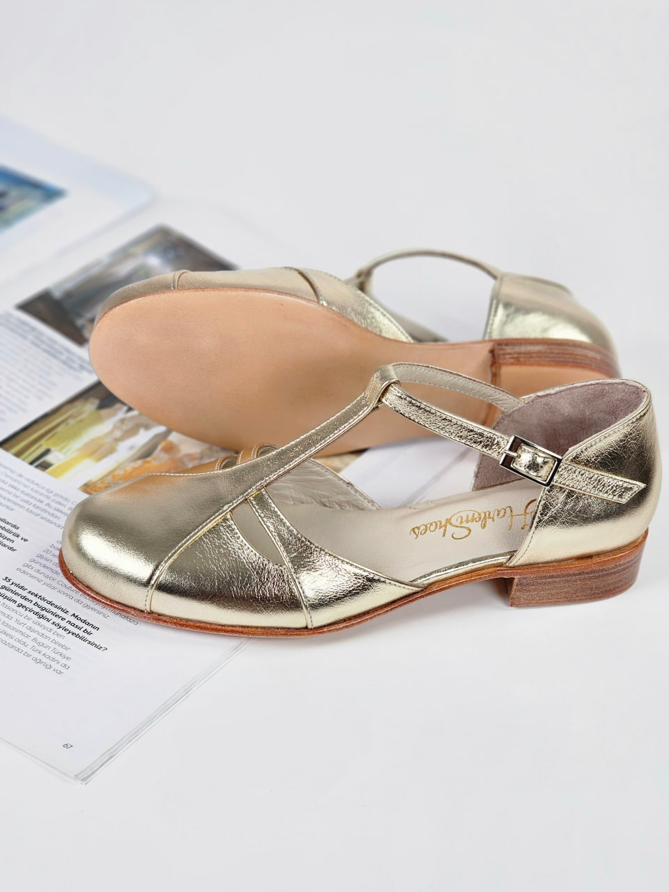 Isabel Platinum Gold Leather 2 cm heel