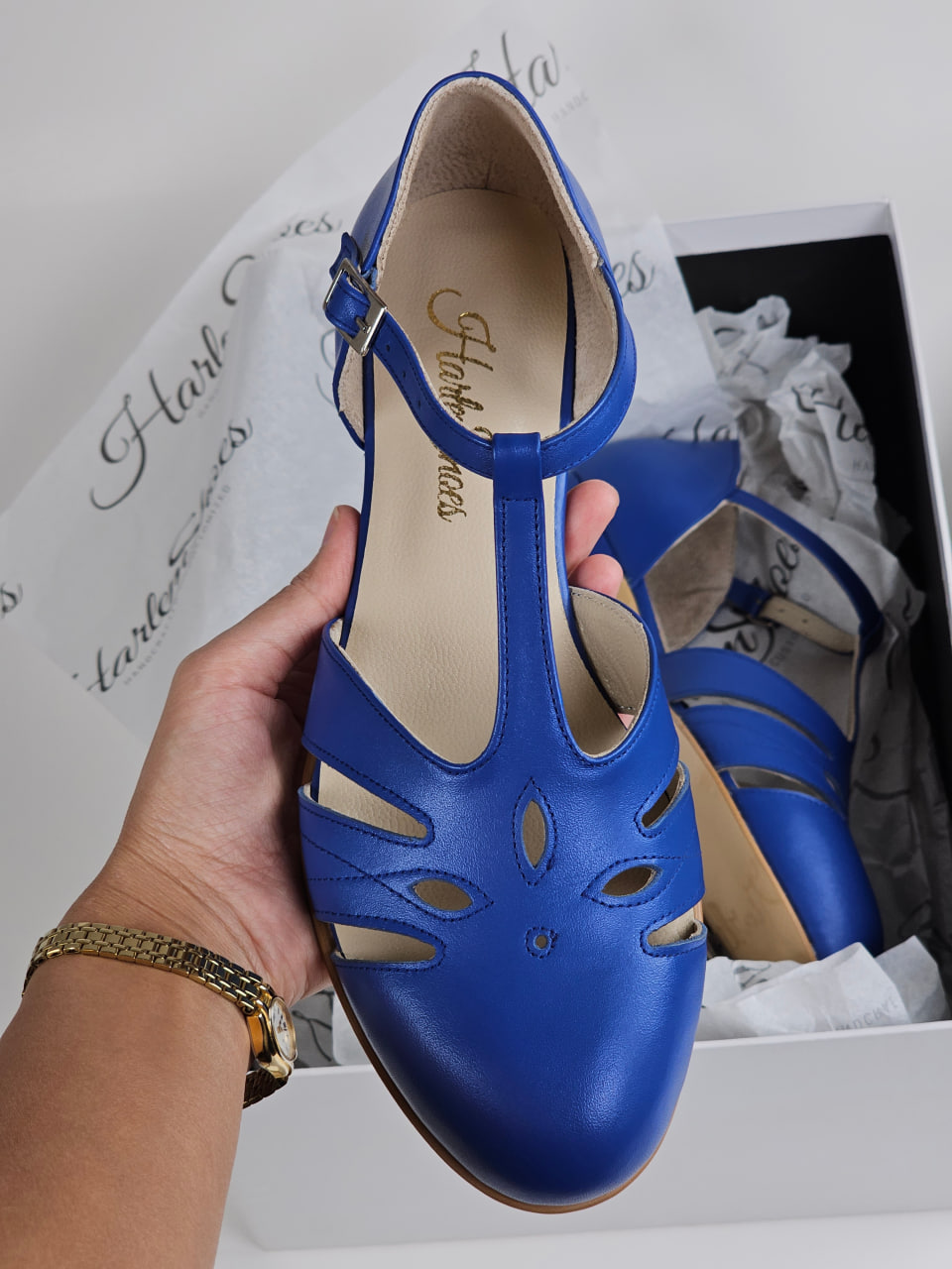 Rosy Blue Leather 3 cm heel