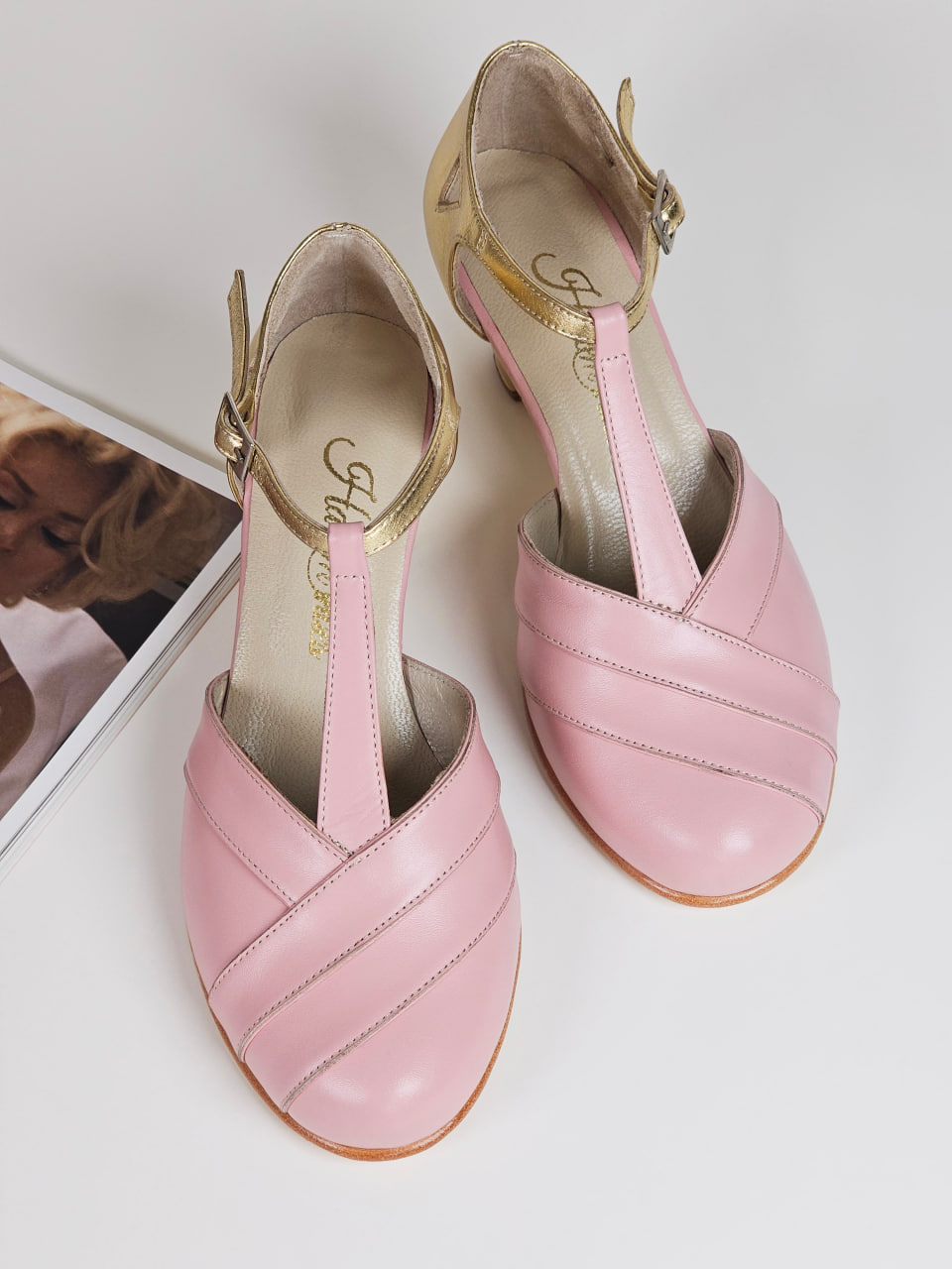 Sugar Pink & Gold Leather 6 cm Balboa heel