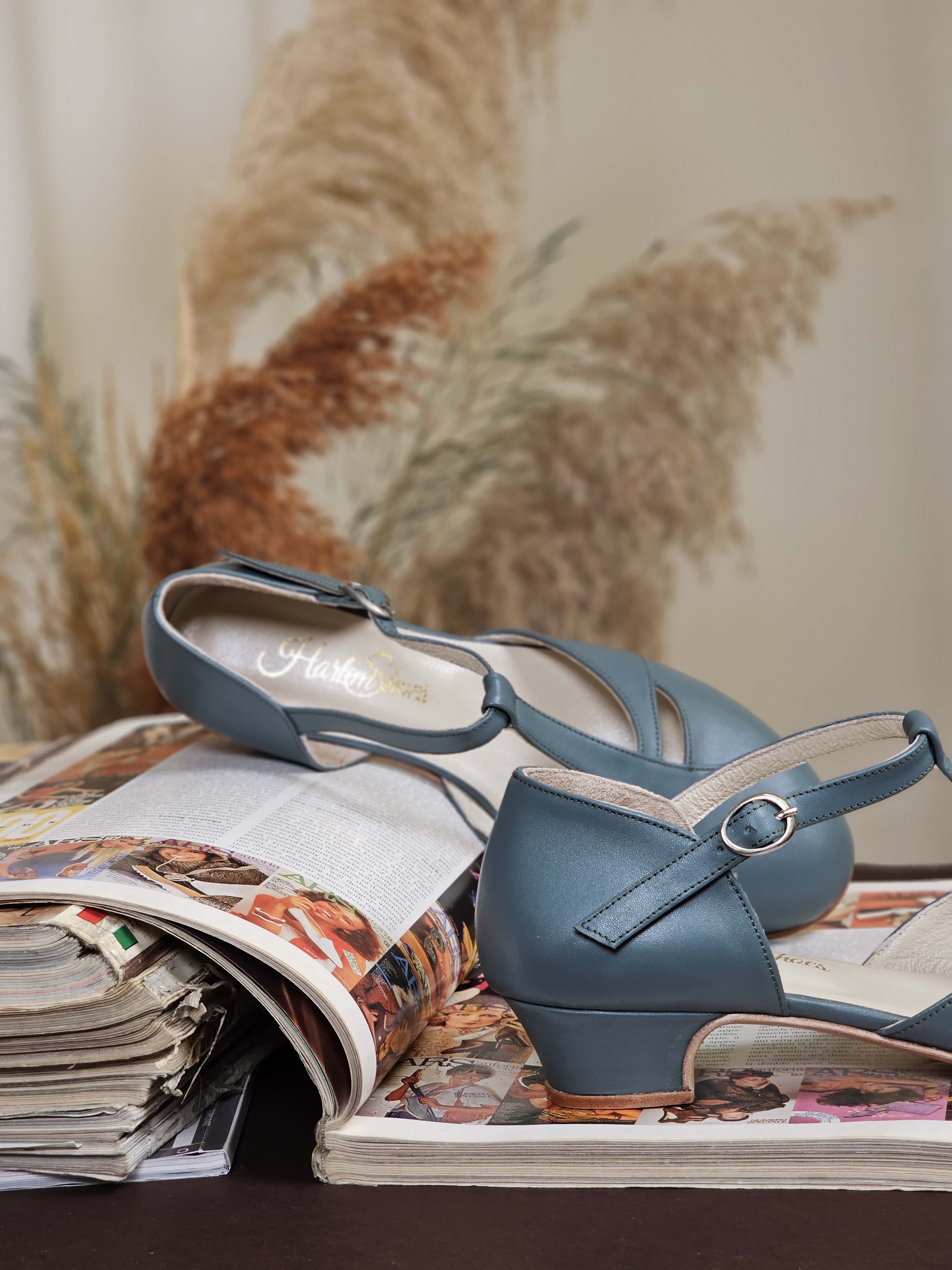 Isabel Teal Green Leather 3 cm heel