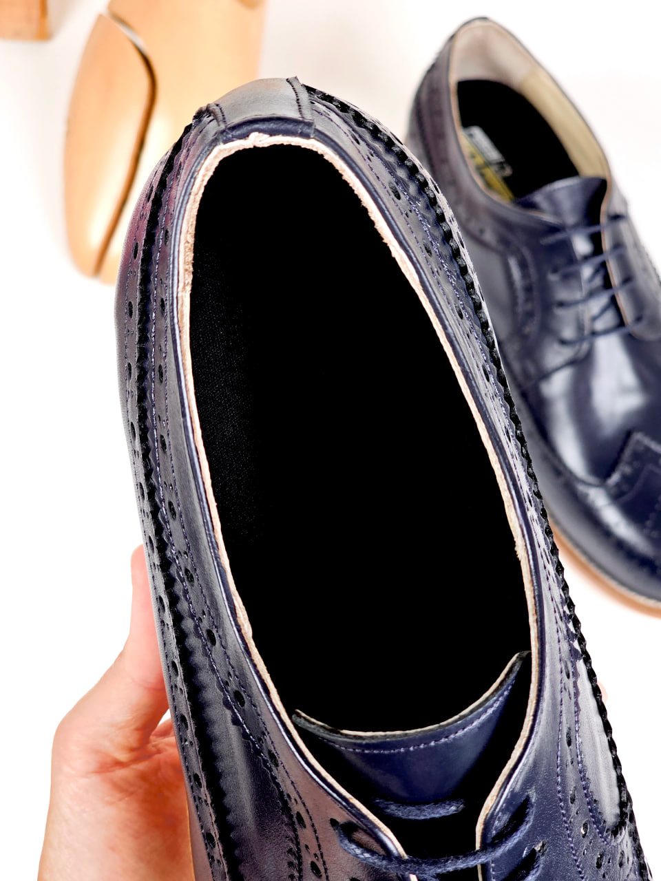 Broadway Slide Dark Blue Leather 2 cm heel