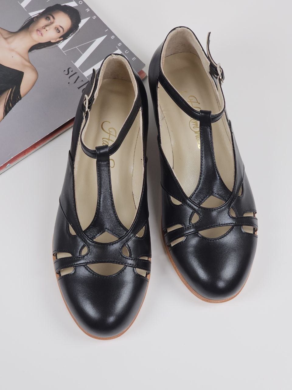 Spring Black leather 3 cm heel
