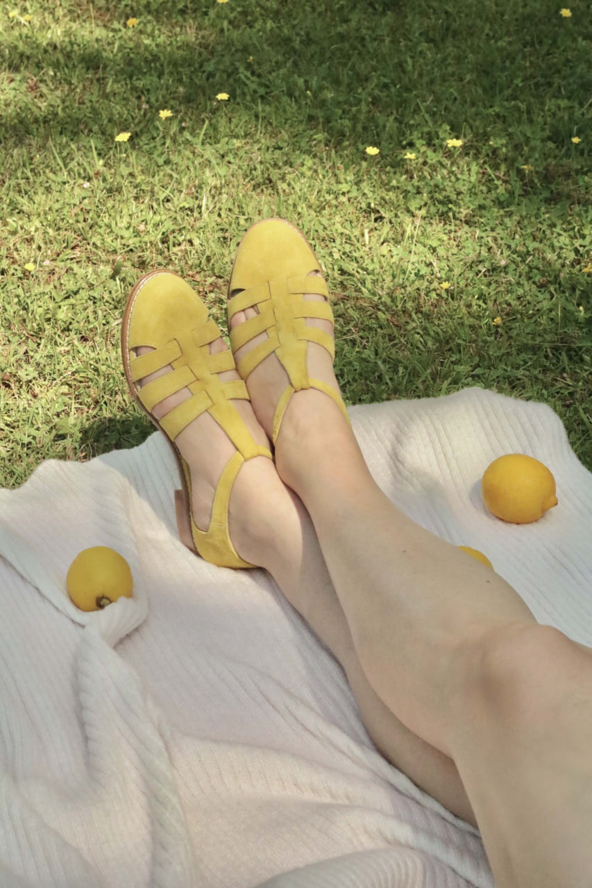 Sandals Yellow Suede 2 cm heel