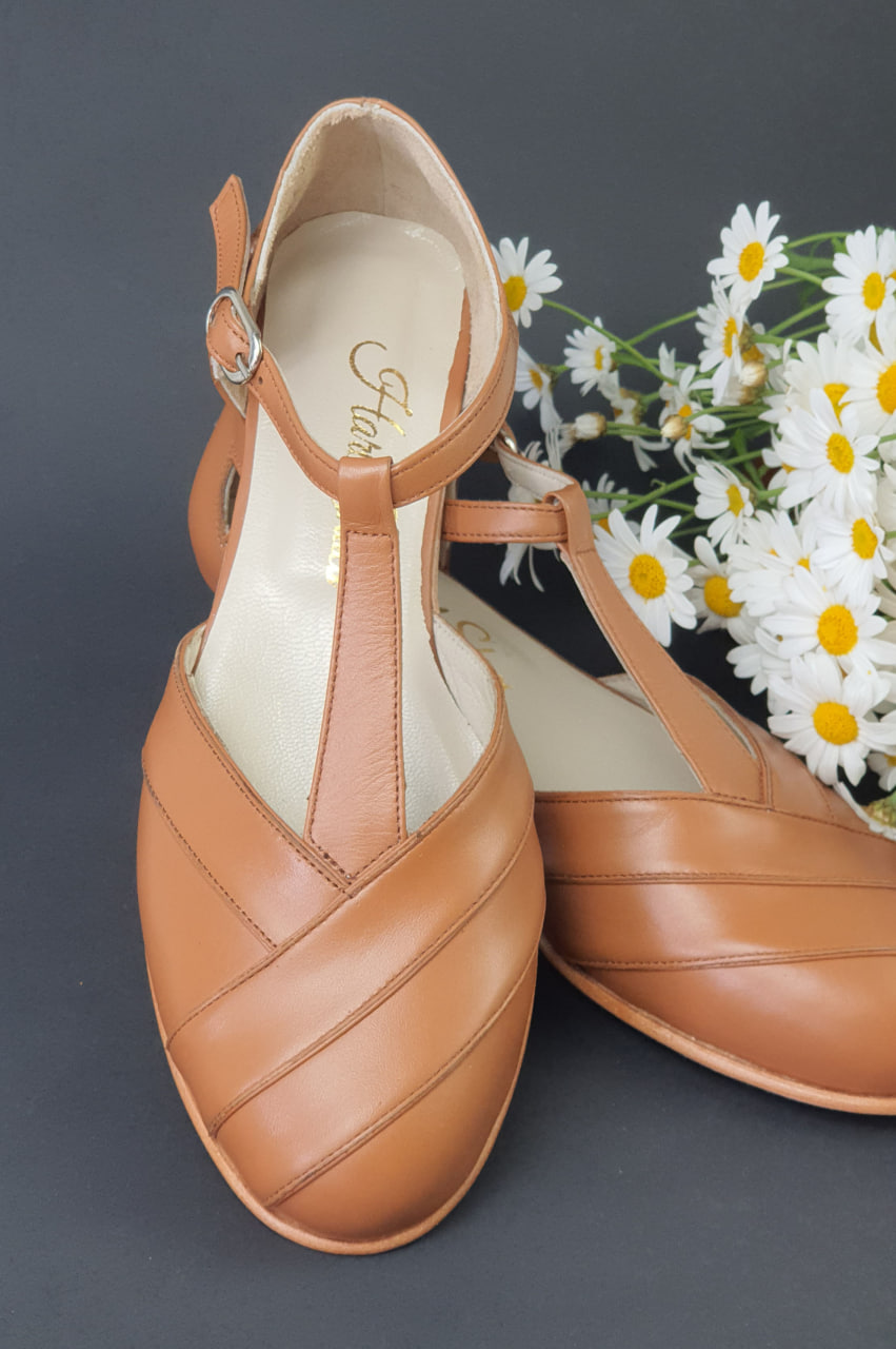 Sugar Light Brown Leather 4 cm heel