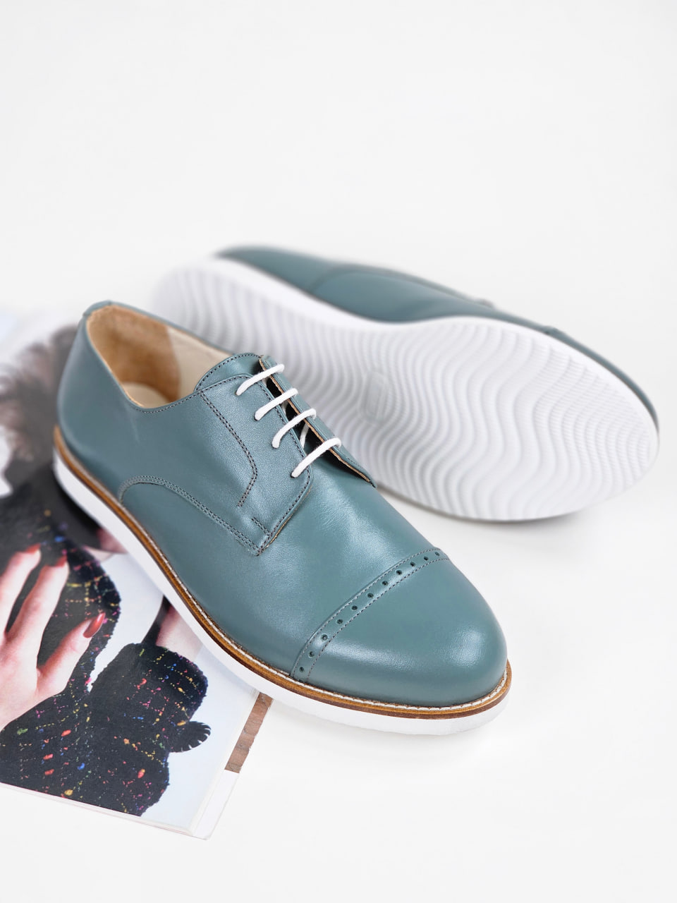 California Teal Green Leather with Eva Sole