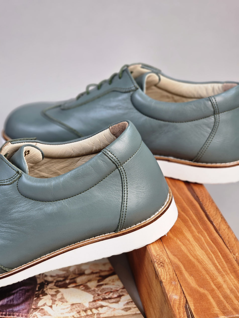 Barefoot New York Teal Green Leather with Eva Sole