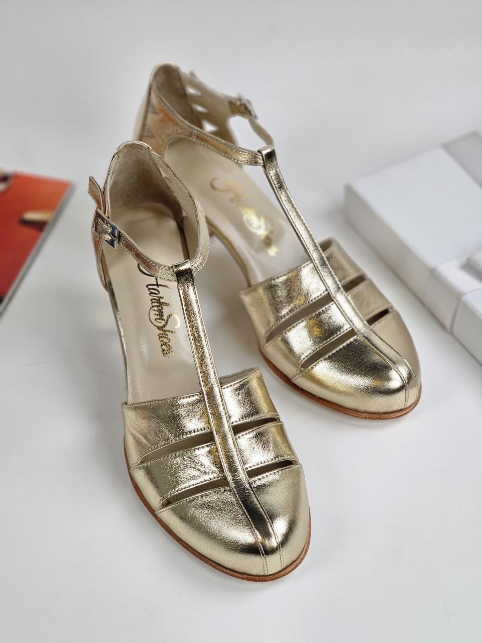 Harmony Platinum Gold Leather 6 cm Balboa heel