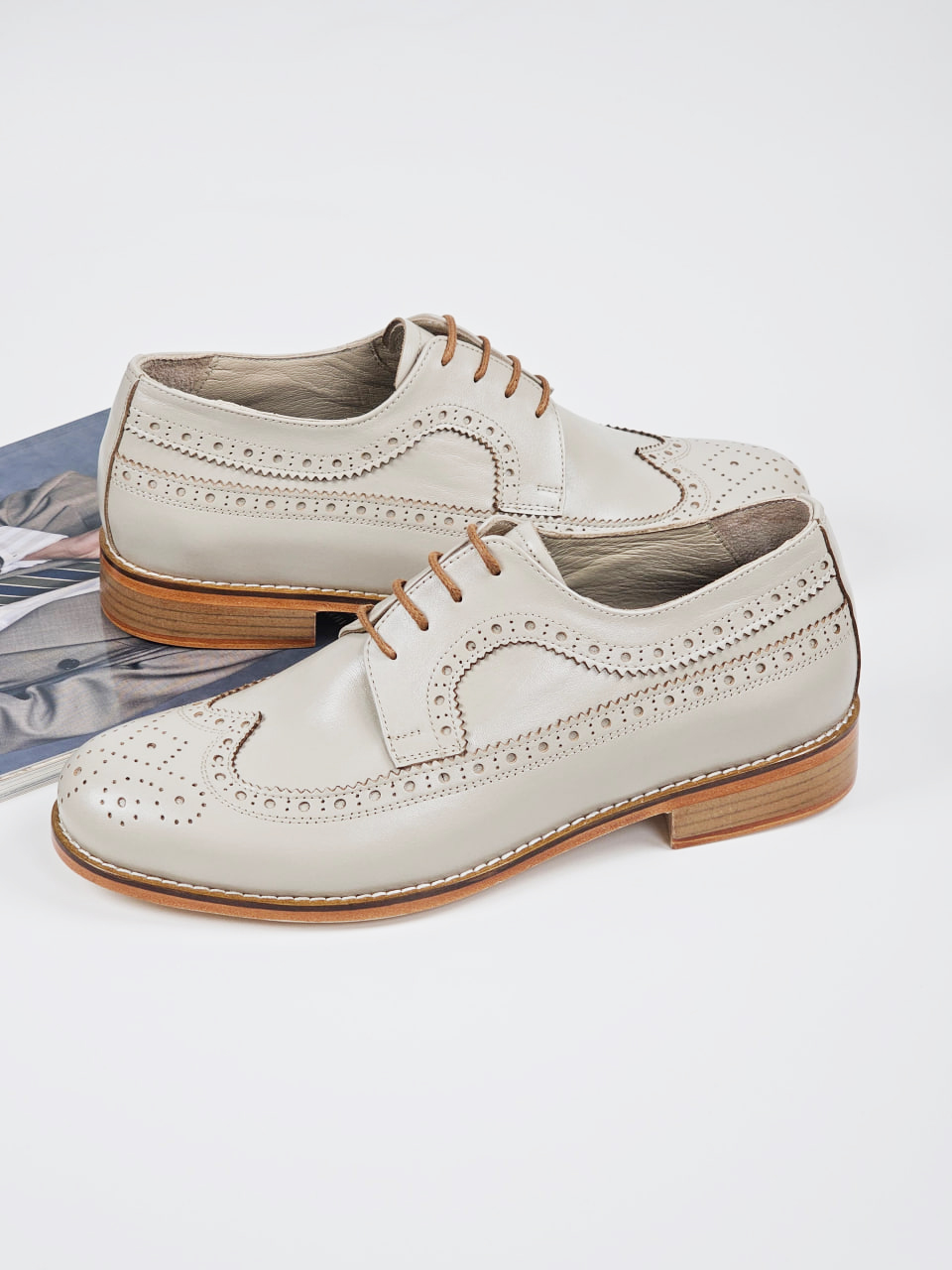 Broadway Slide Beige Leather 2 cm heel