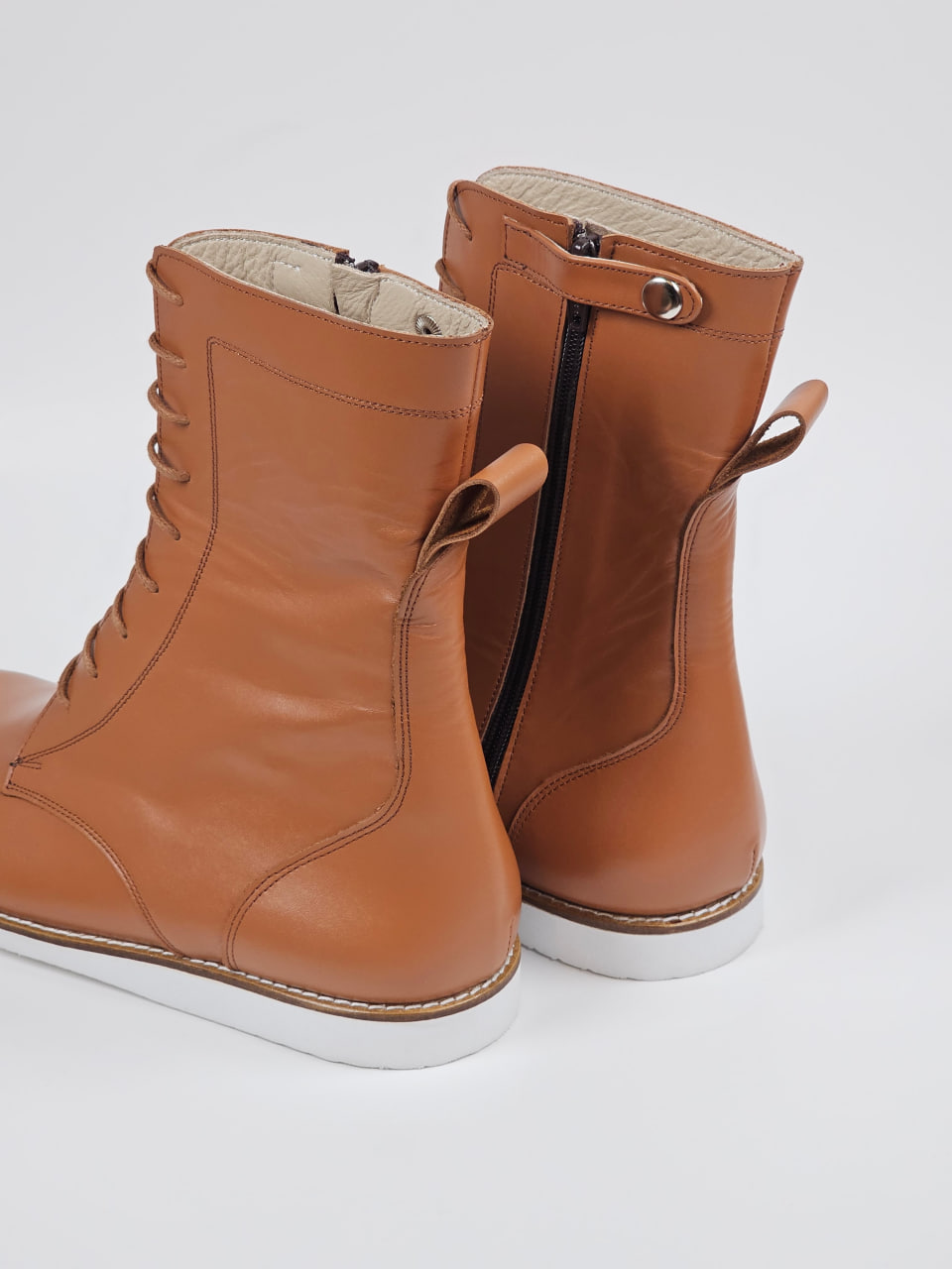 Barefoot Biker Boots Light Brown Leather with Eva Sole