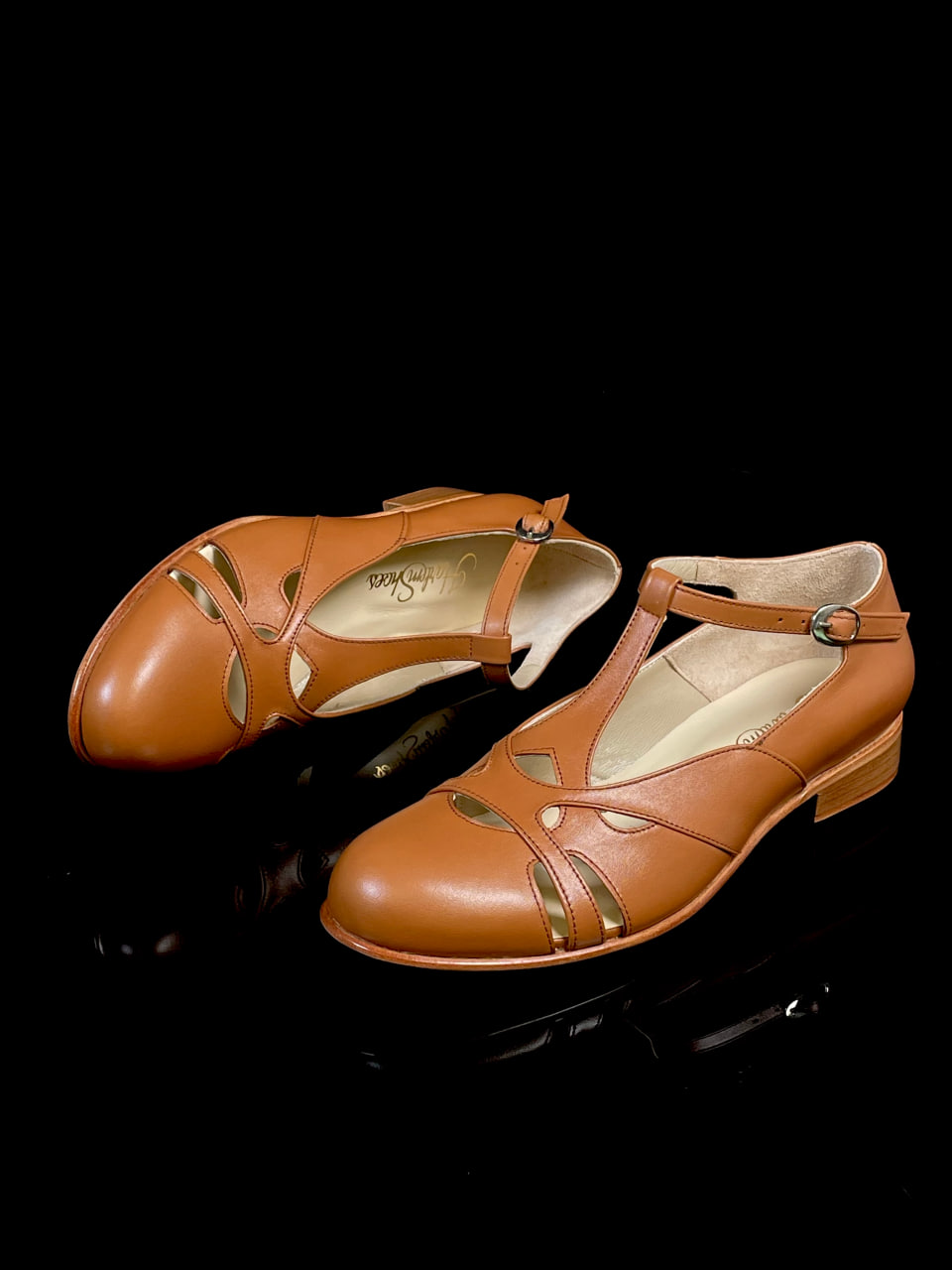 Spring Light Brown Leather 2 cm heel
