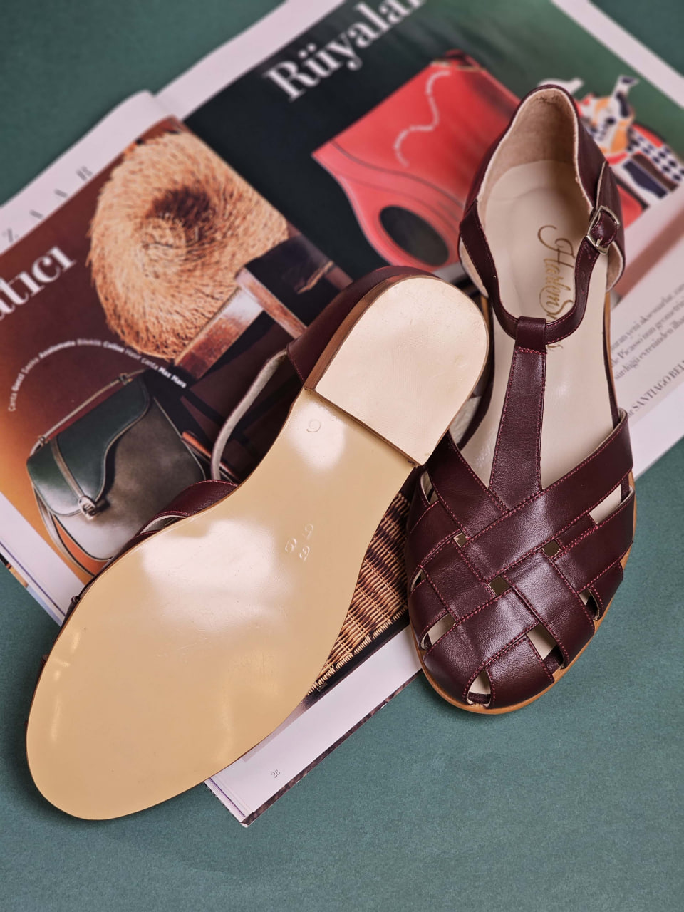Summer Bordeaux Leather 1.5 cm heel