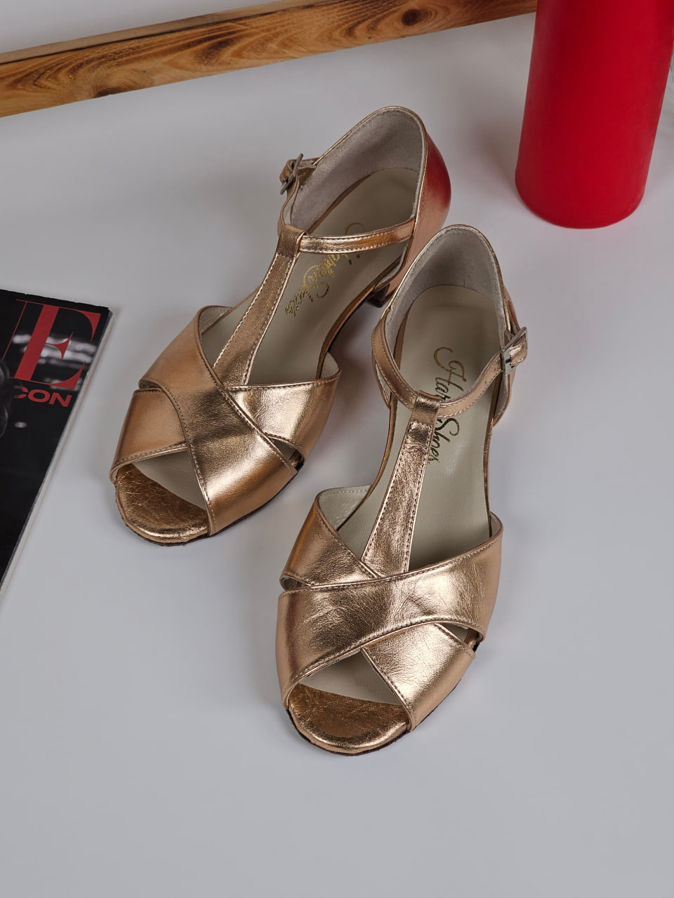 Doris Rose Gold Leather 4 cm heel