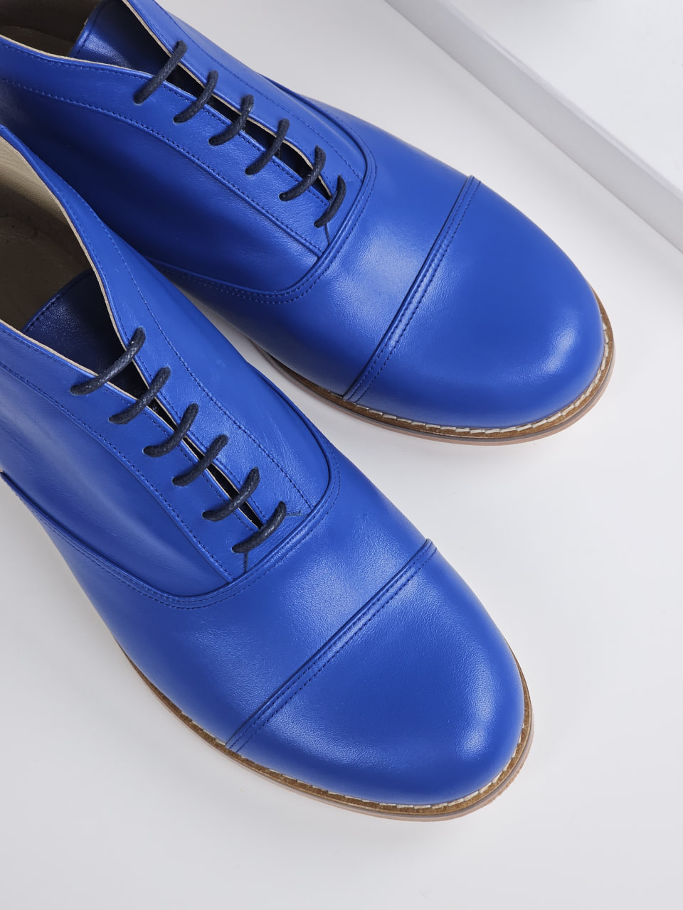 Smooth Boots Blue Leather 2  cm heel
