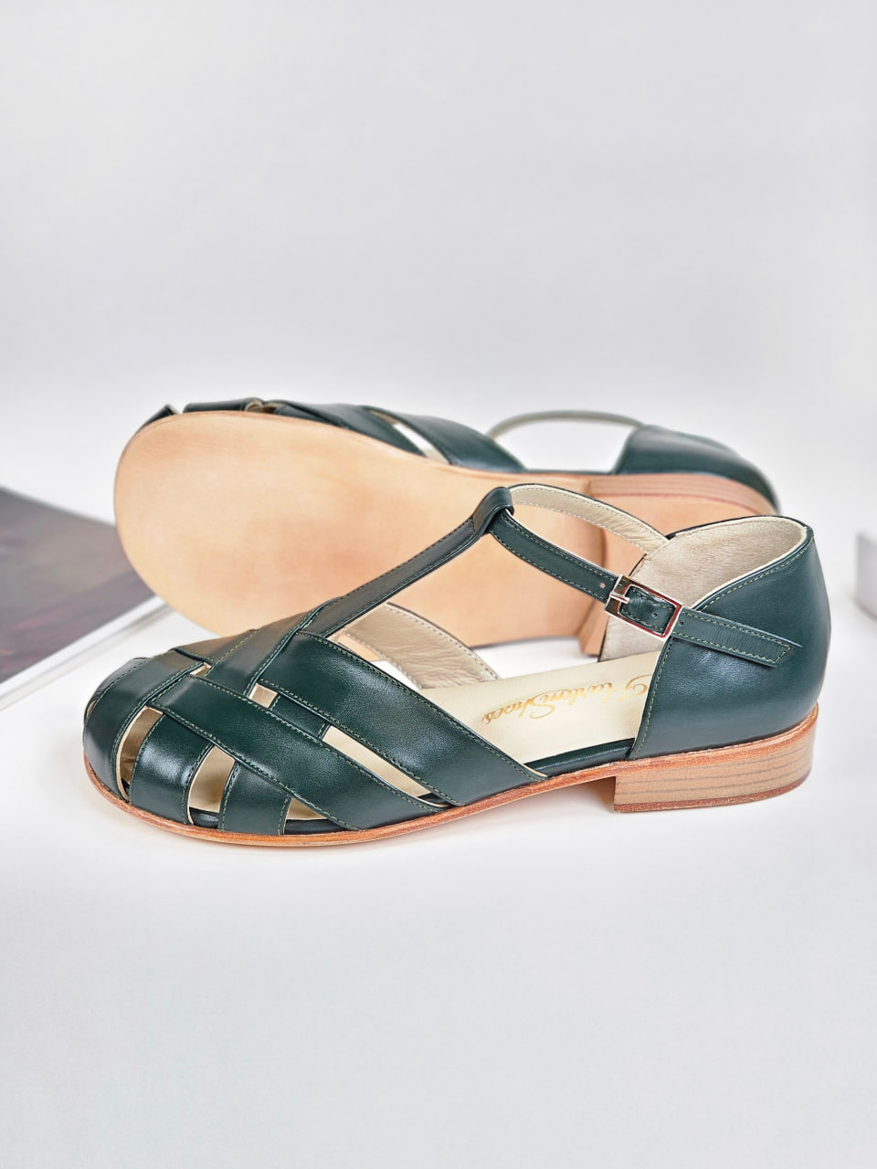 Barefoot Summer Jungle Green Leather 1.5 cm heel