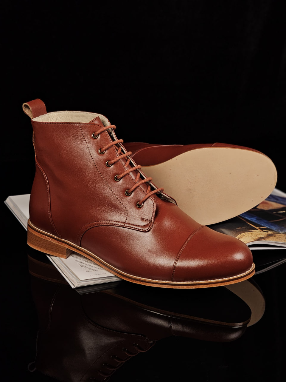Derby Boots Brown Leather 2 cm heel