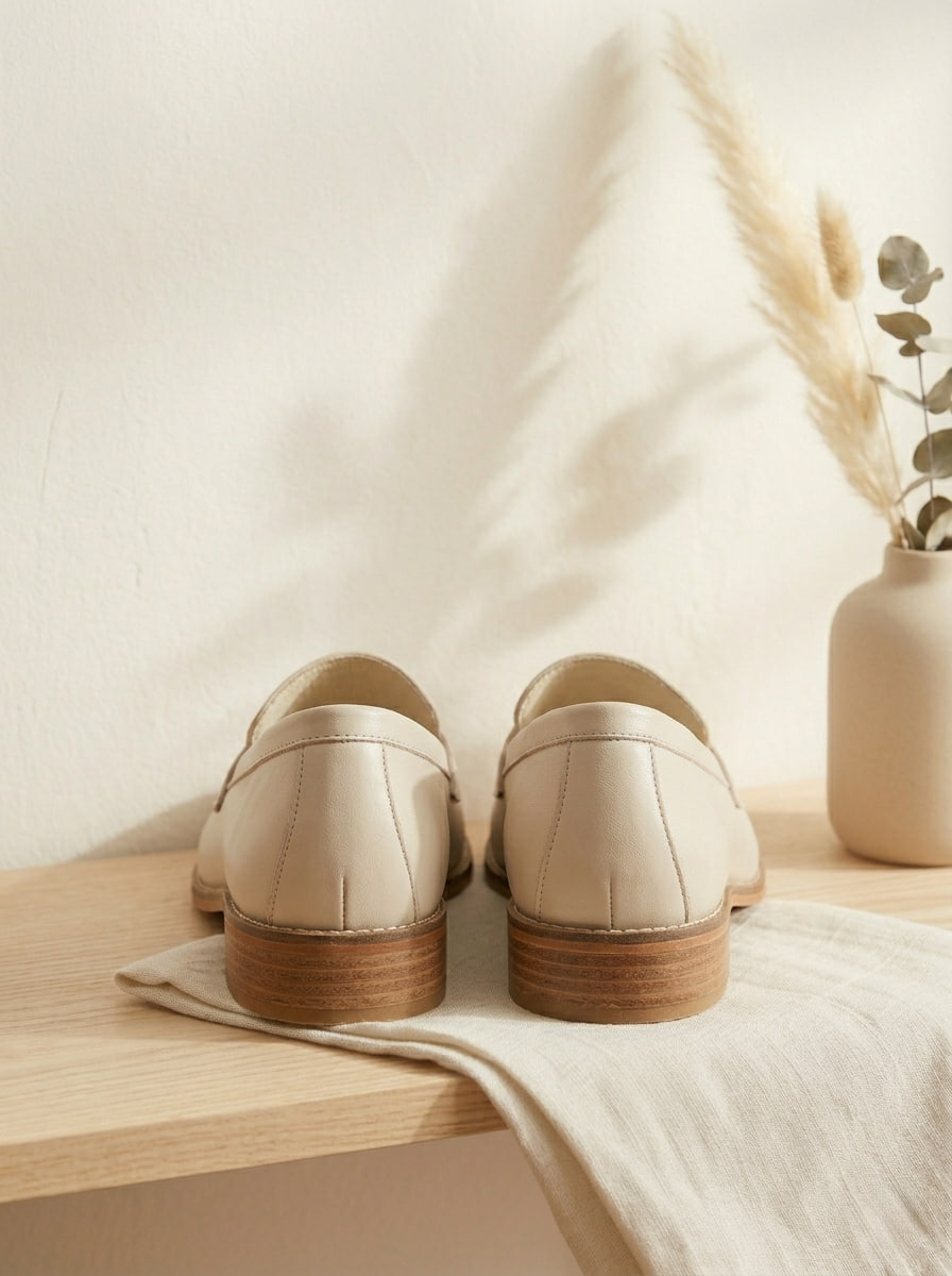 Loafers Beige Leather 2 cm heel