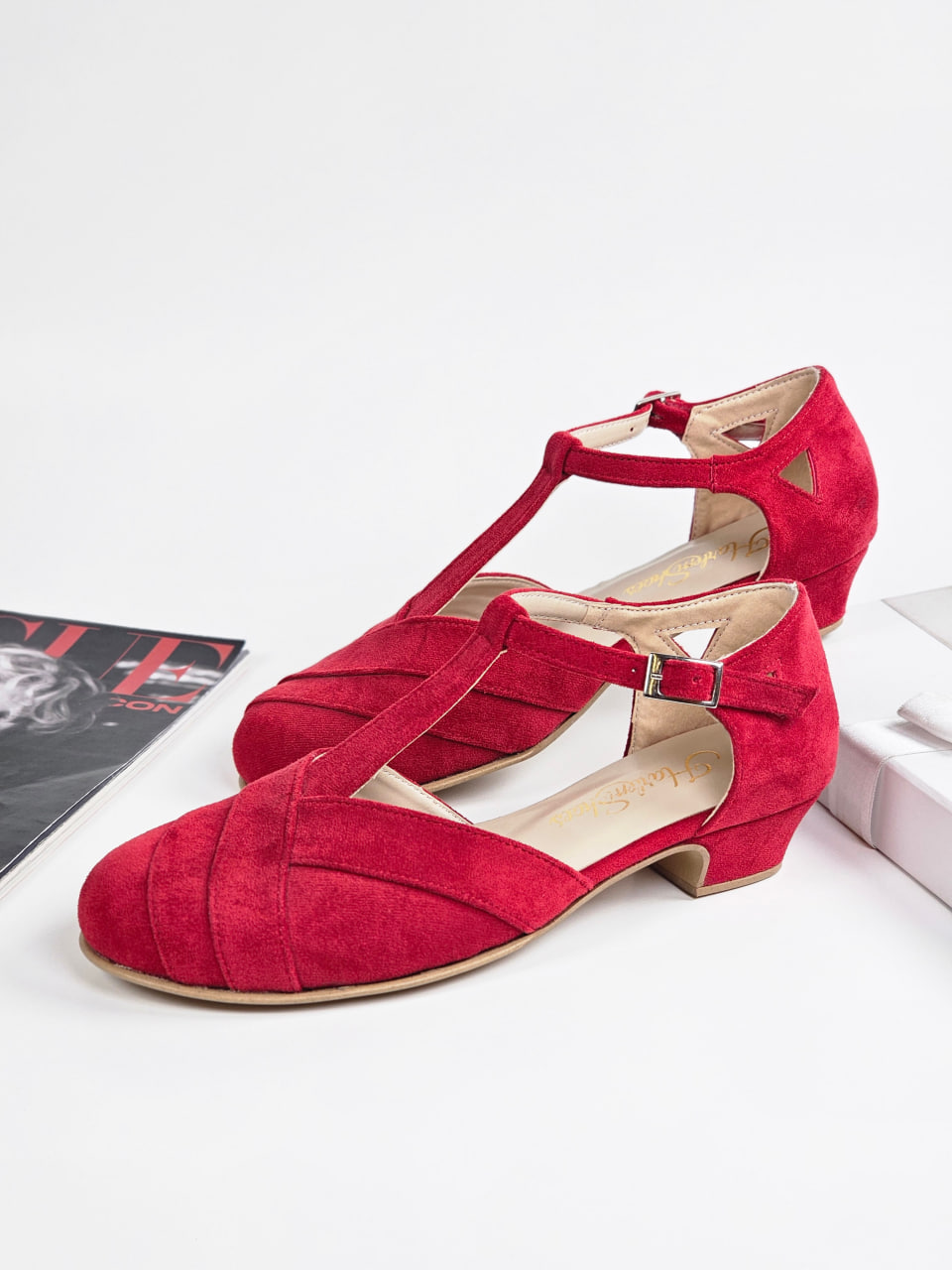 Sugar Vegan Red Textile 4 cm heel