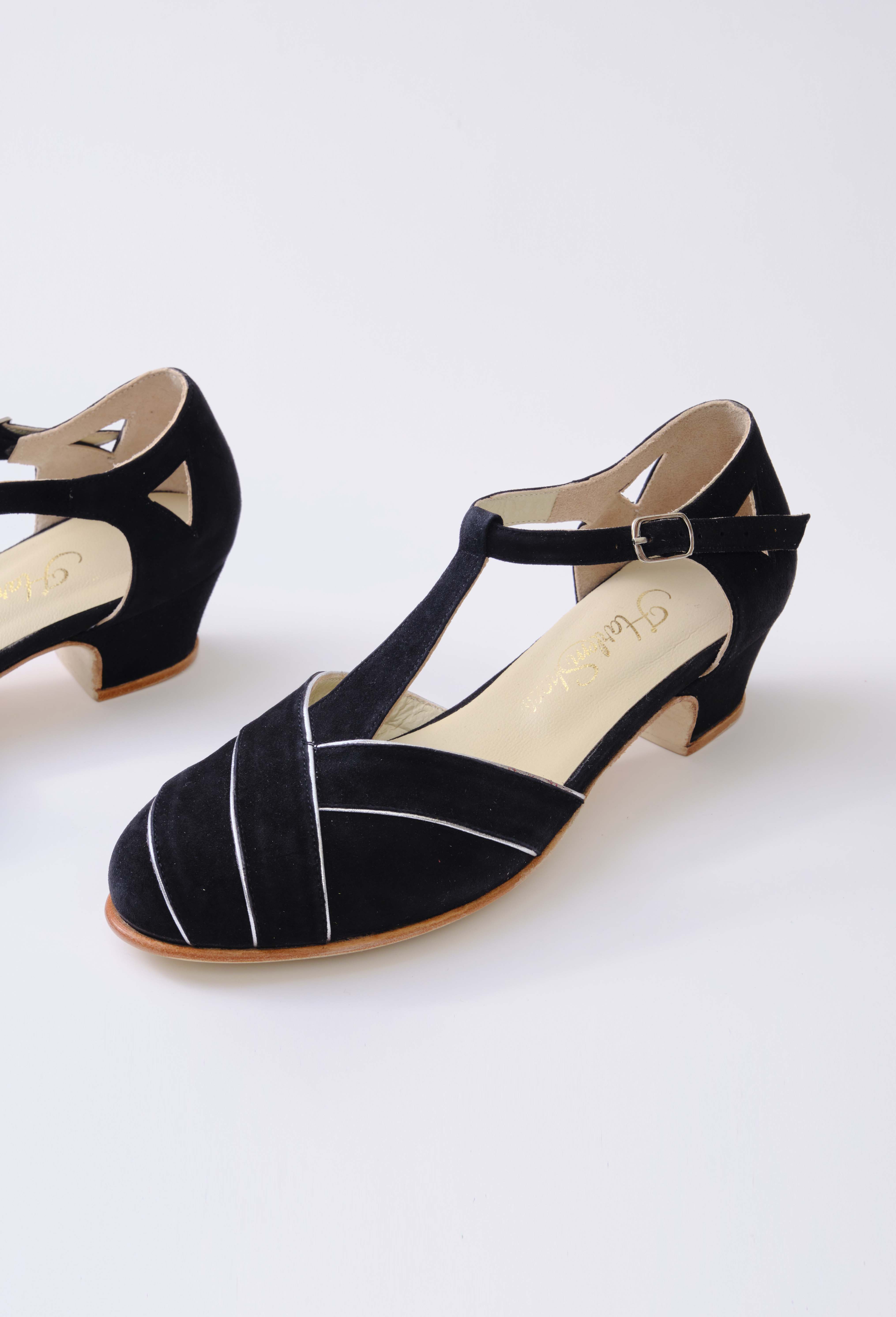 Sugar Black Suede with Silver Lines 4 cm heel