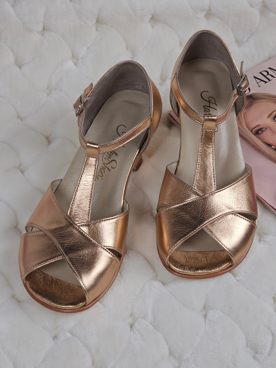 Barefoot Doris Rose Gold Leather 6 cm heel