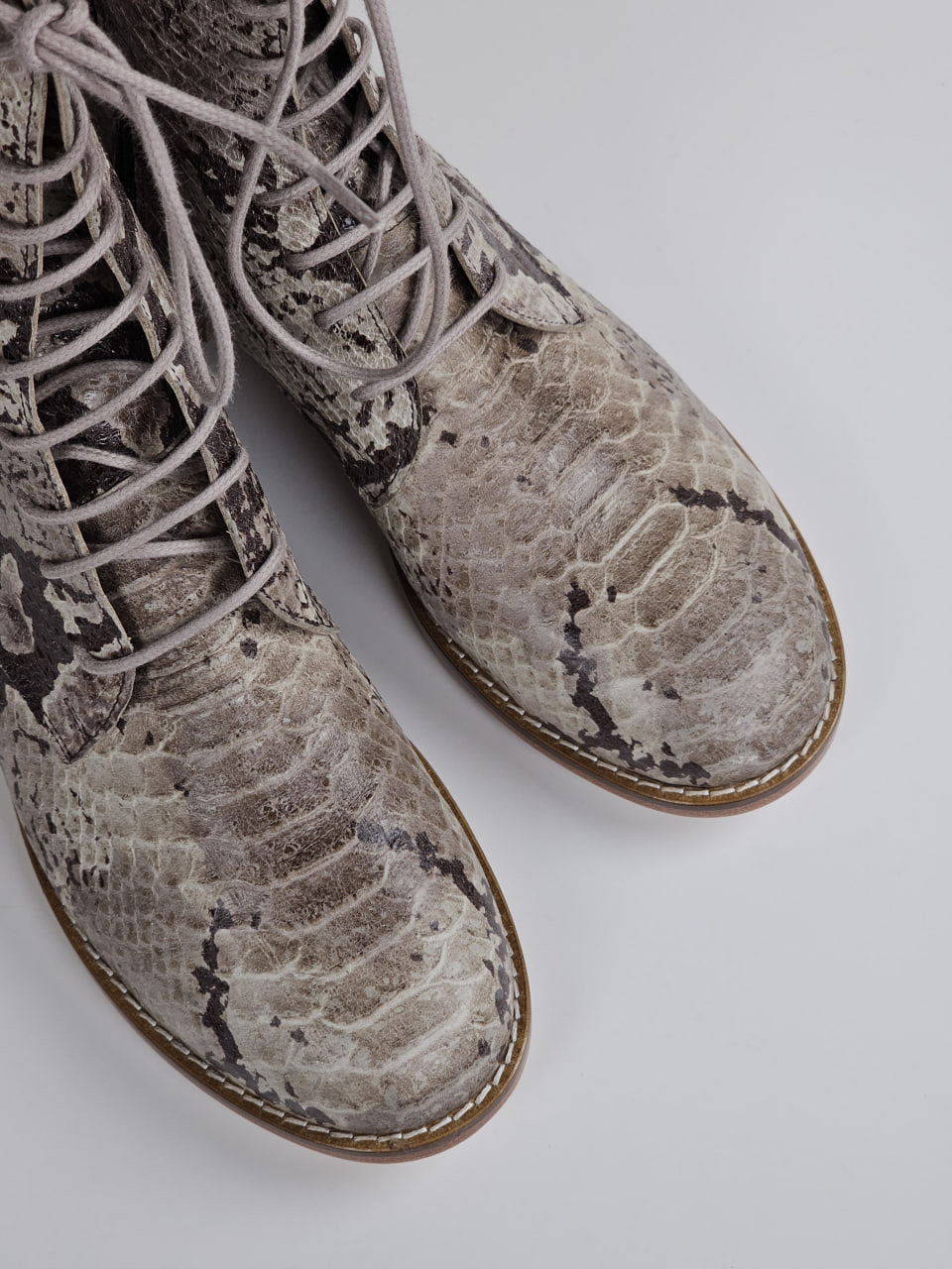 Biker Boots Snake Printed Leather 2 cm heel