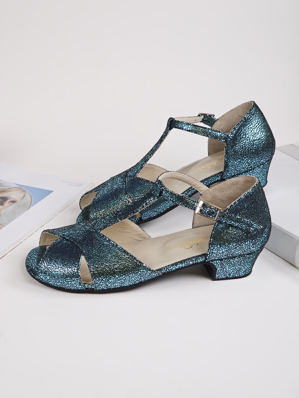Barefoot Doris Blue Stone Suede 4 cm heel
