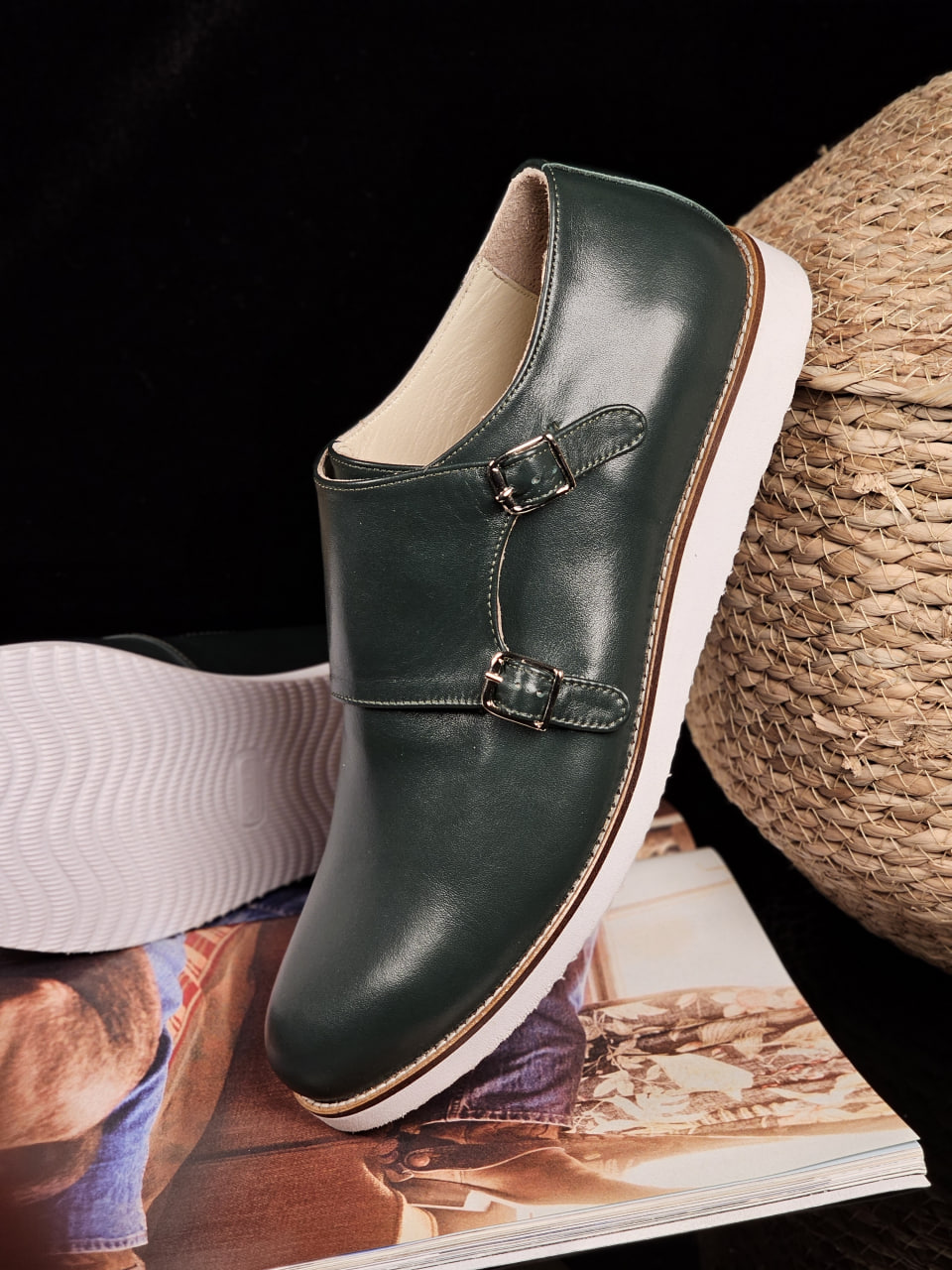 Monk Jungle Green Leather with Eva sole