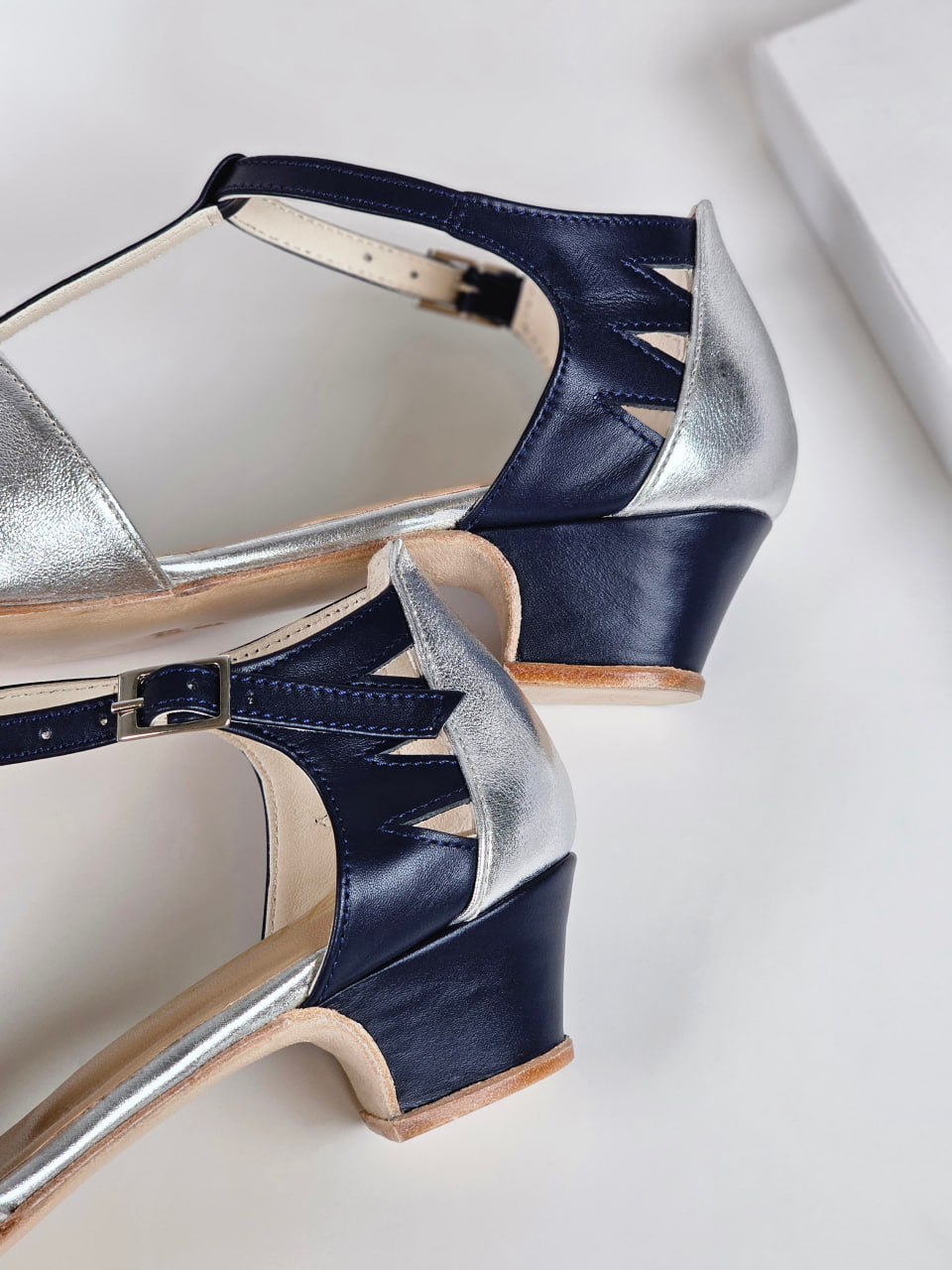 Harmony Silver & Dark Blue Leather 4 cm heel