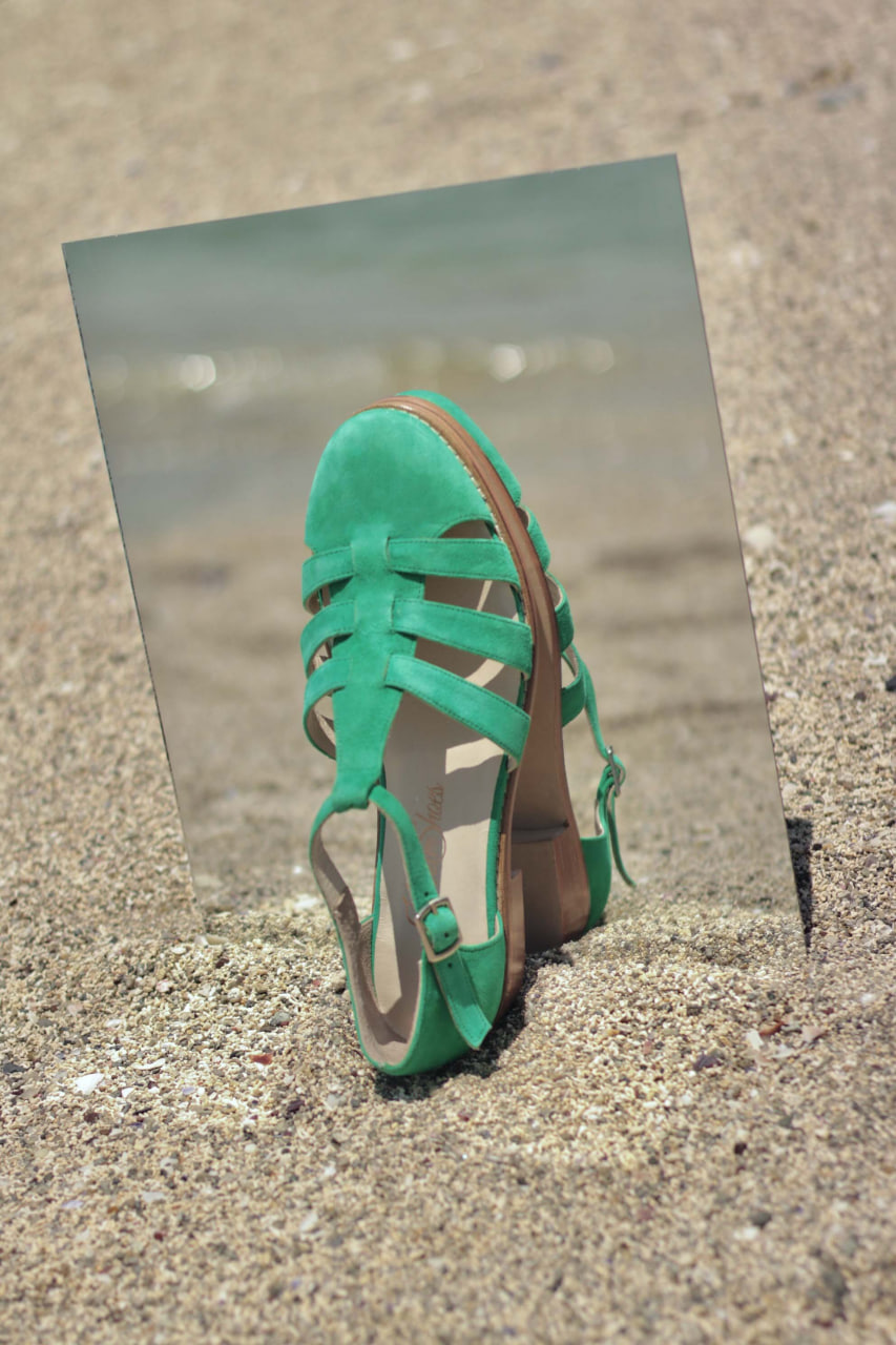 Sandals Grass Green Suede 2 cm heel
