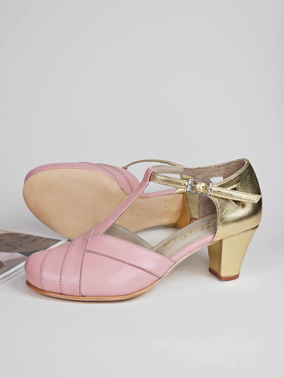 Sugar Pink & Gold Leather 6 cm Balboa heel