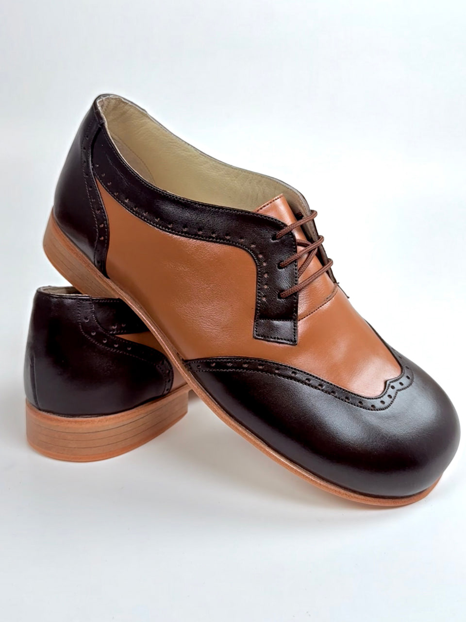 Barefoot Oxfords Dark Chocolate & Brown Leather 2 cm heel