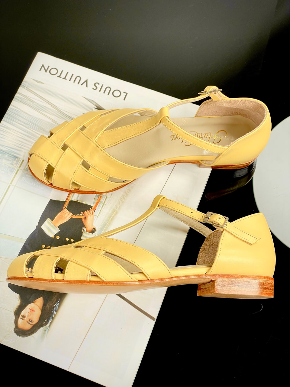 Summer Lemon Yellow leather 1.5 cm heel