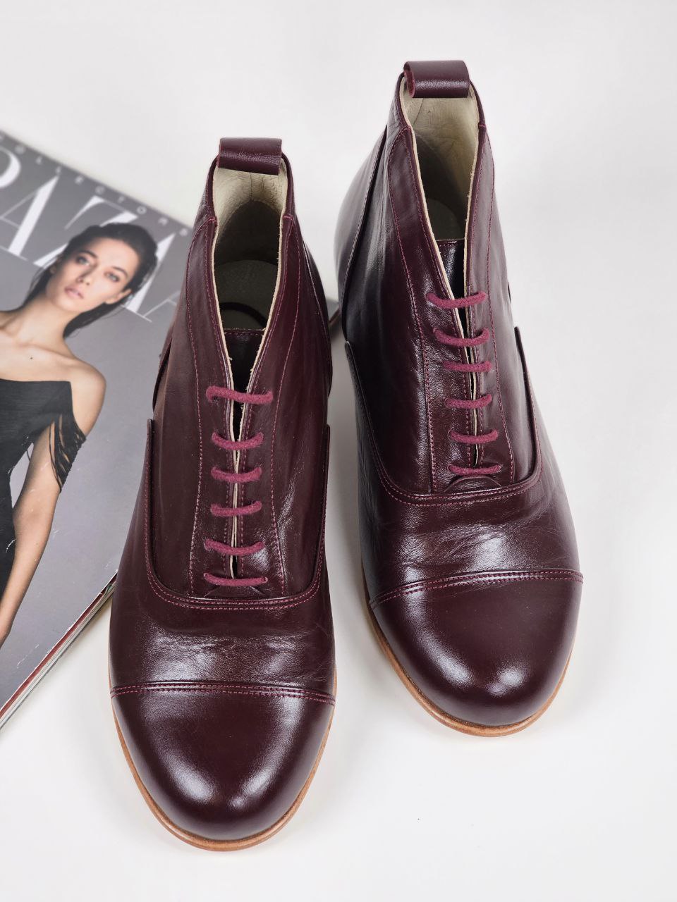 Smooth Boots Bordeaux Leather 4 cm heel