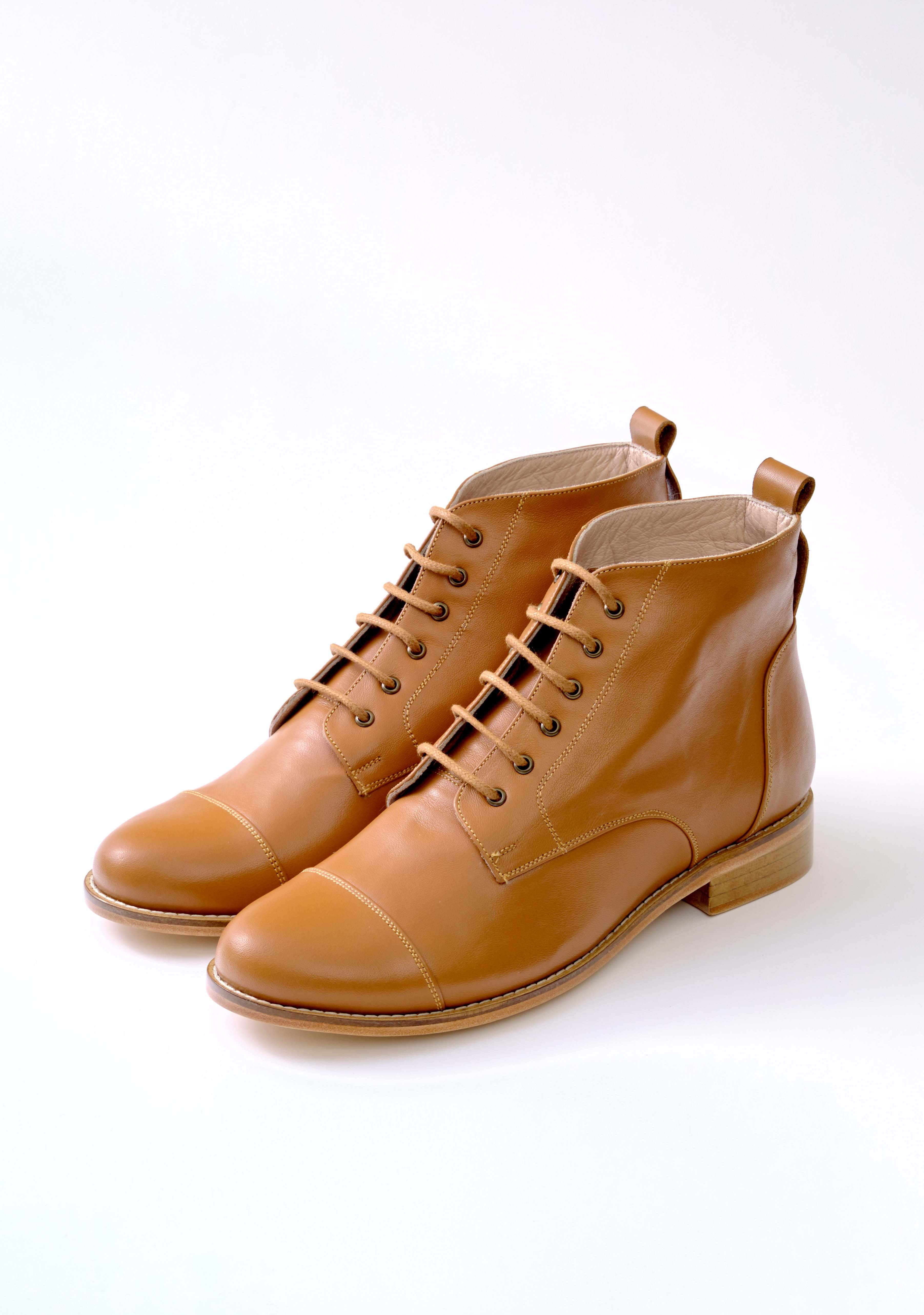 Derby Boots Light Brown Leather 2 cm heel
