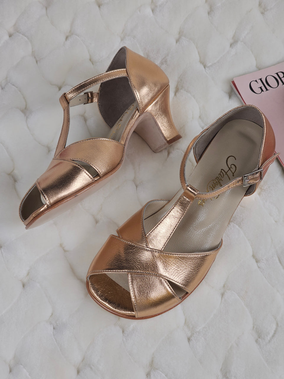 Barefoot Doris Rose Gold Leather 6 cm heel
