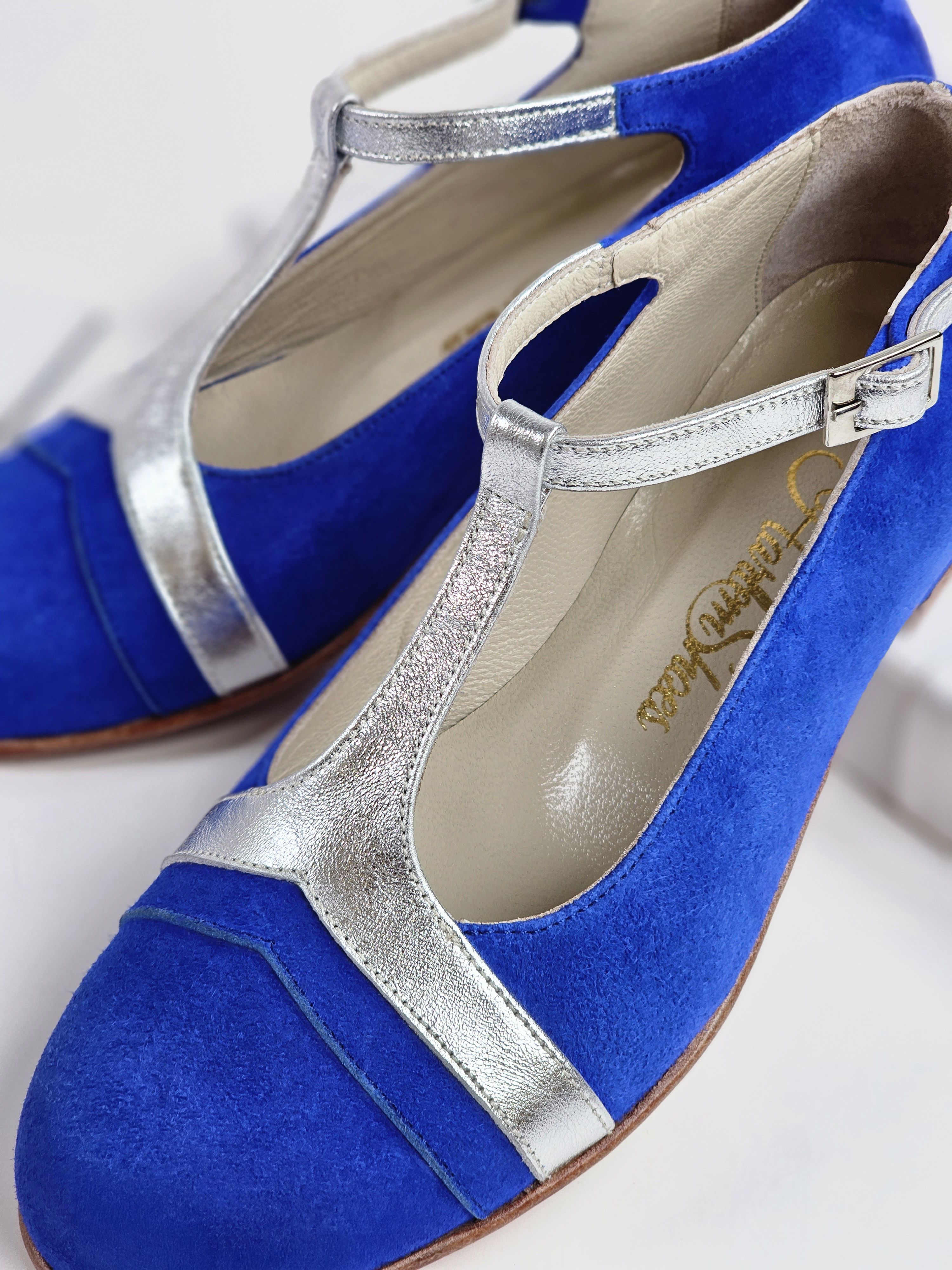 Barbie Blue suede & silver leather 3 cm heel