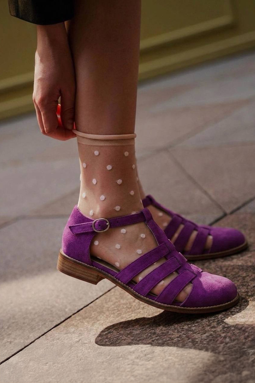 Sandals Violet Suede 2 cm heel